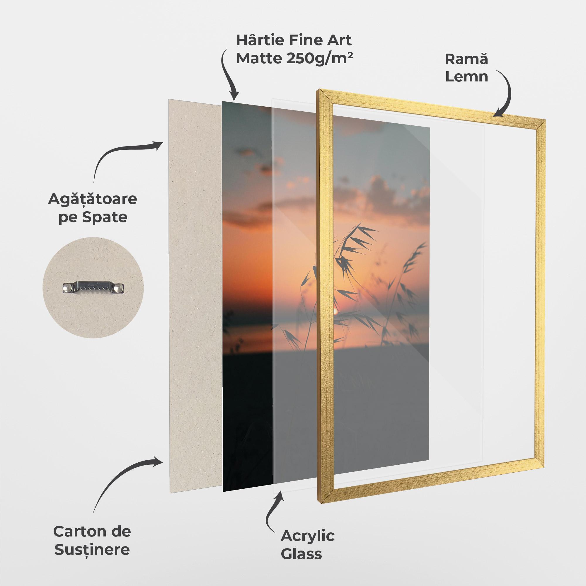 Poster Înrămat Small Leaves Sunset mockup 1