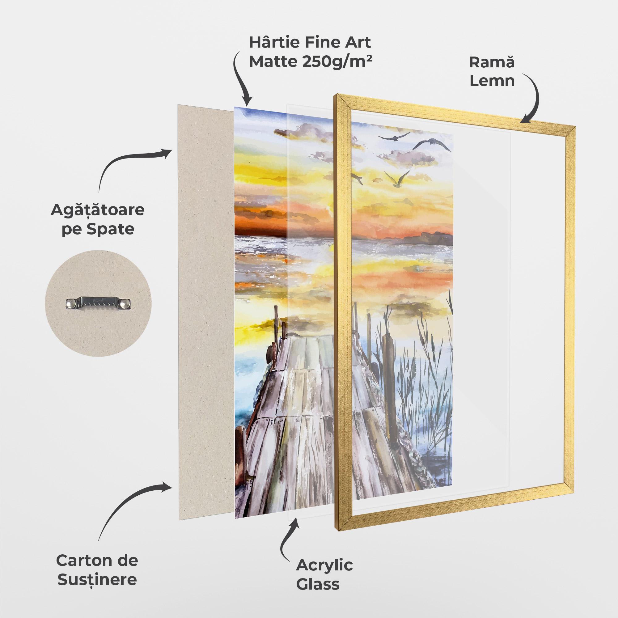 Poster Înrămat Watercolor Sunset mockup 1