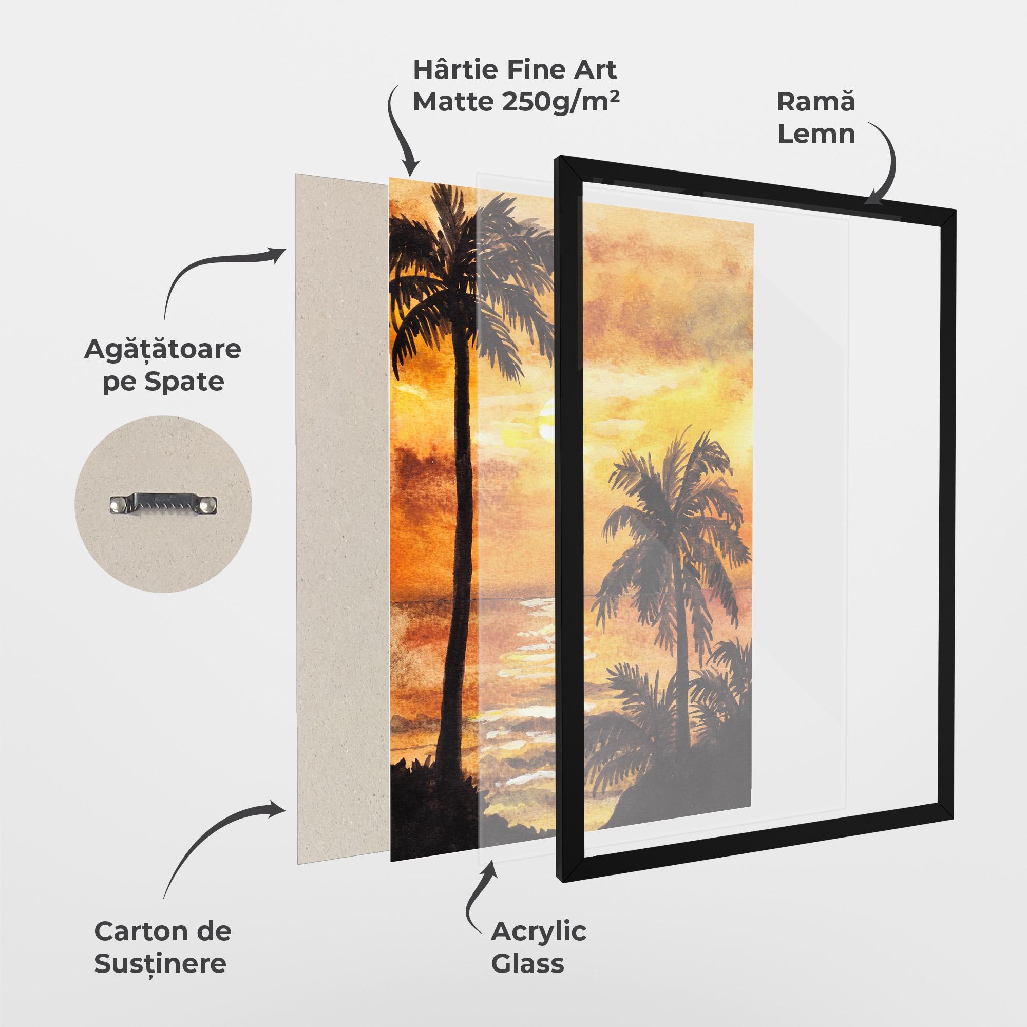 Poster Înrămat Watercolor Painting Sunrise mockup 1