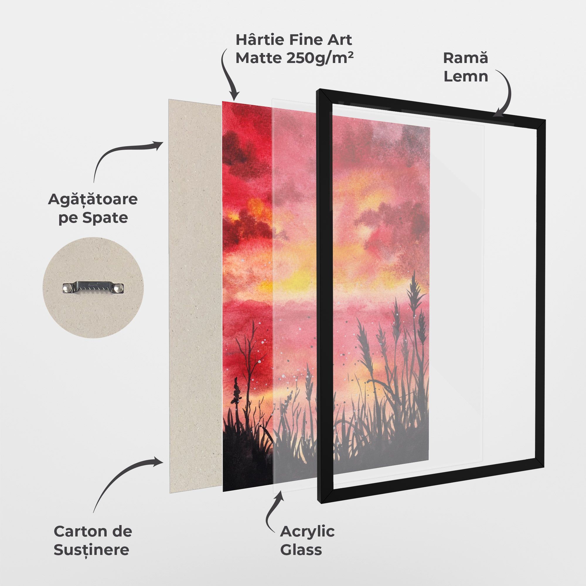 Watercolor Pink Sunset Painting mockup 1