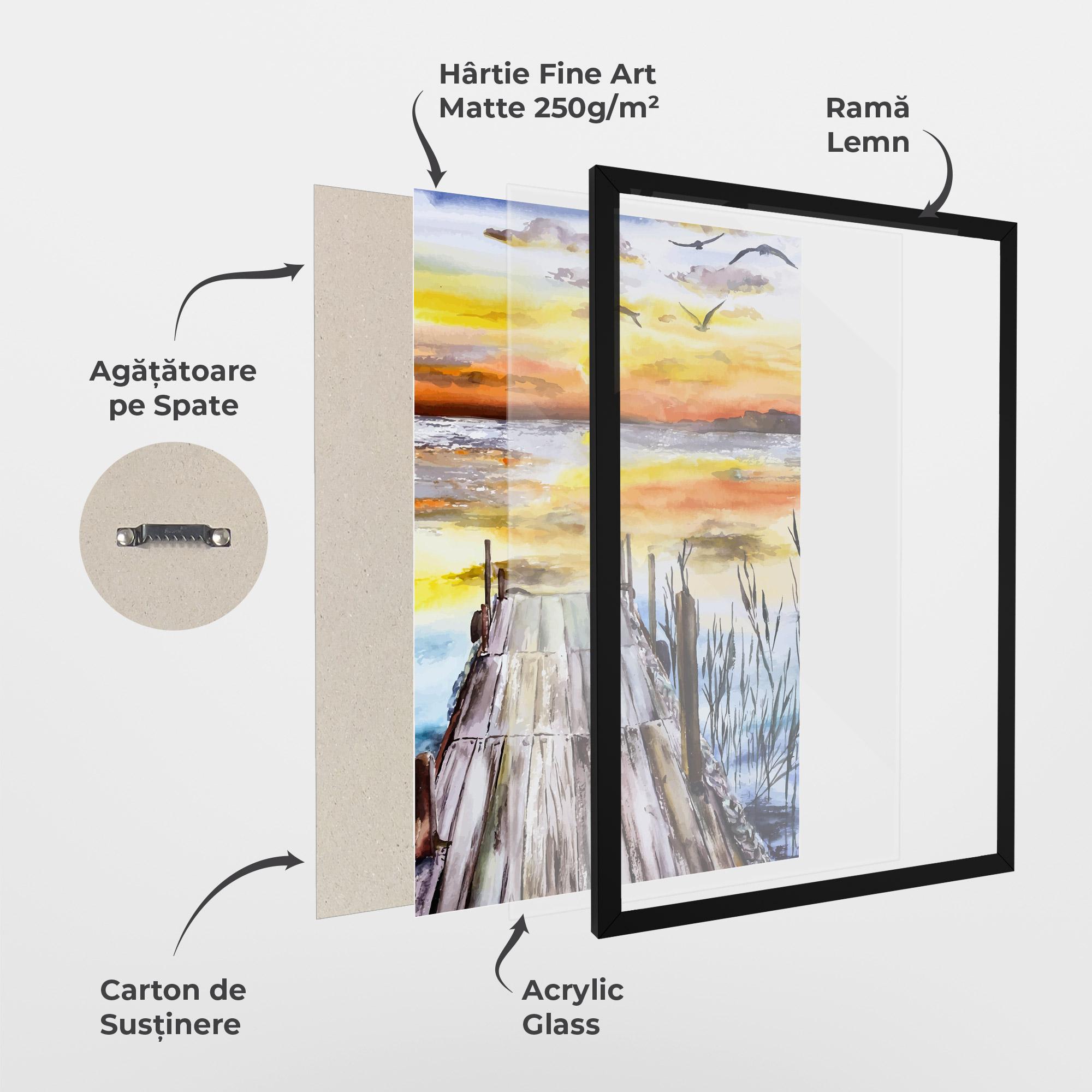 Poster Înrămat Watercolor Sunset mockup 1