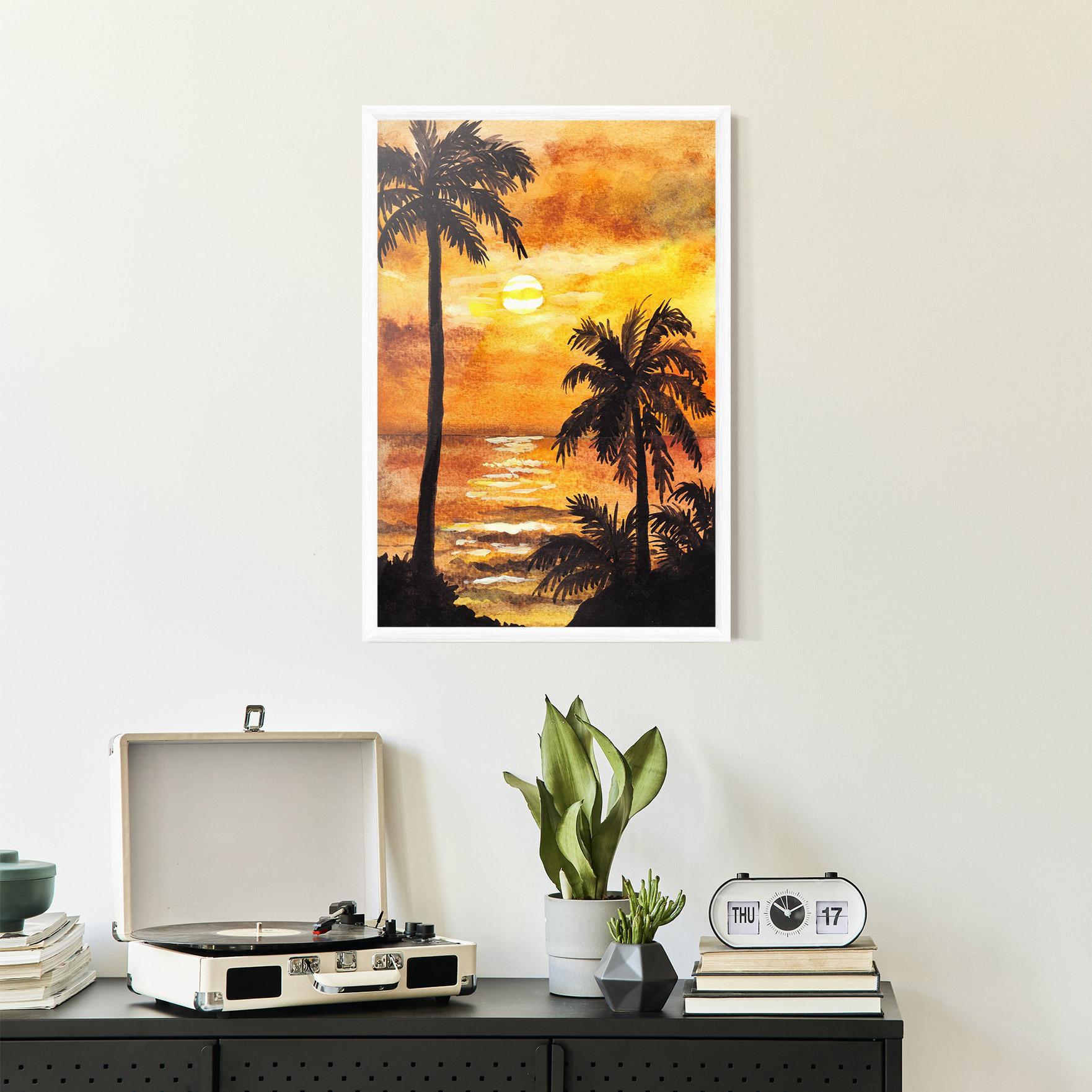 Poster Înrămat Watercolor Painting Sunrise mockup 2
