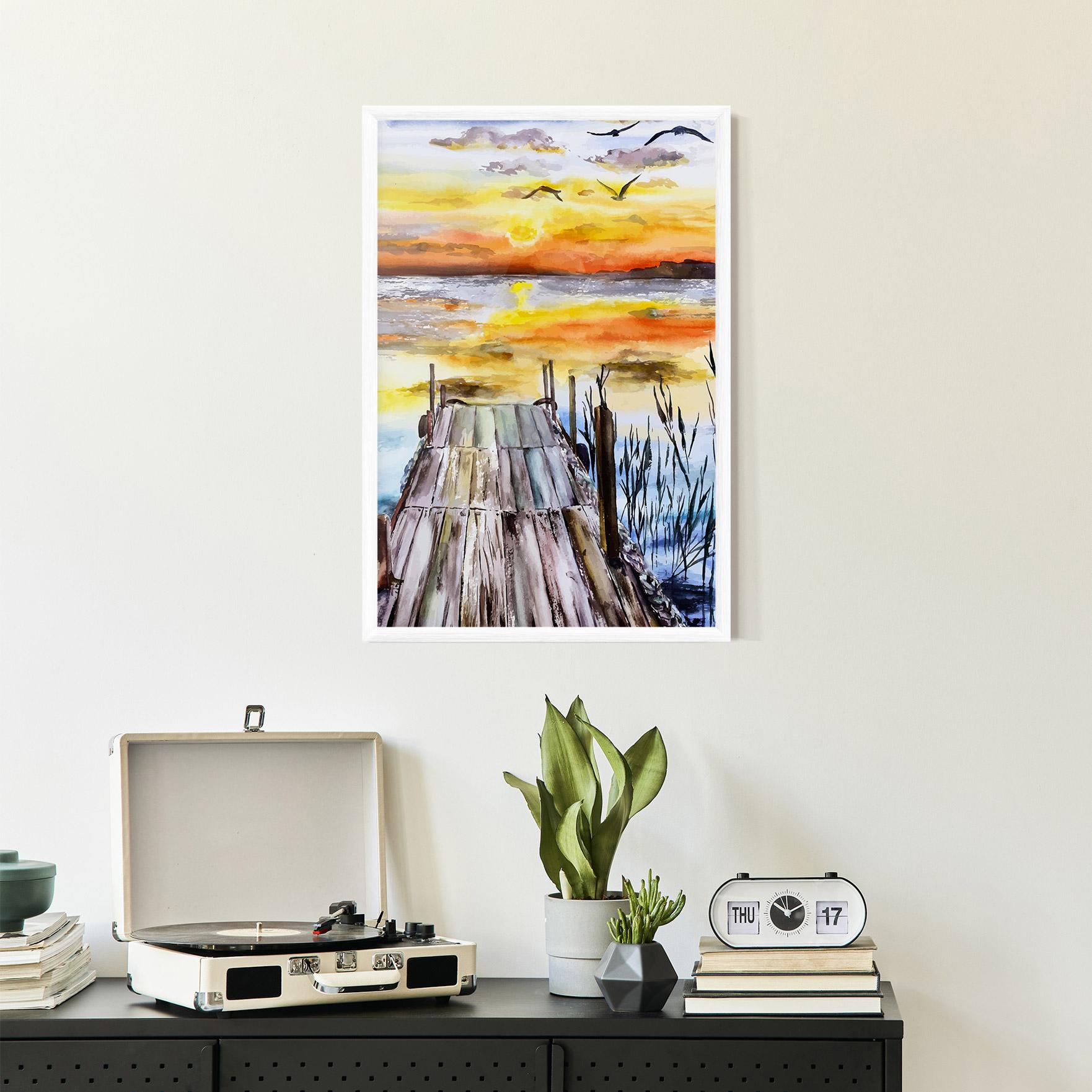 Poster Înrămat Watercolor Sunset mockup 2