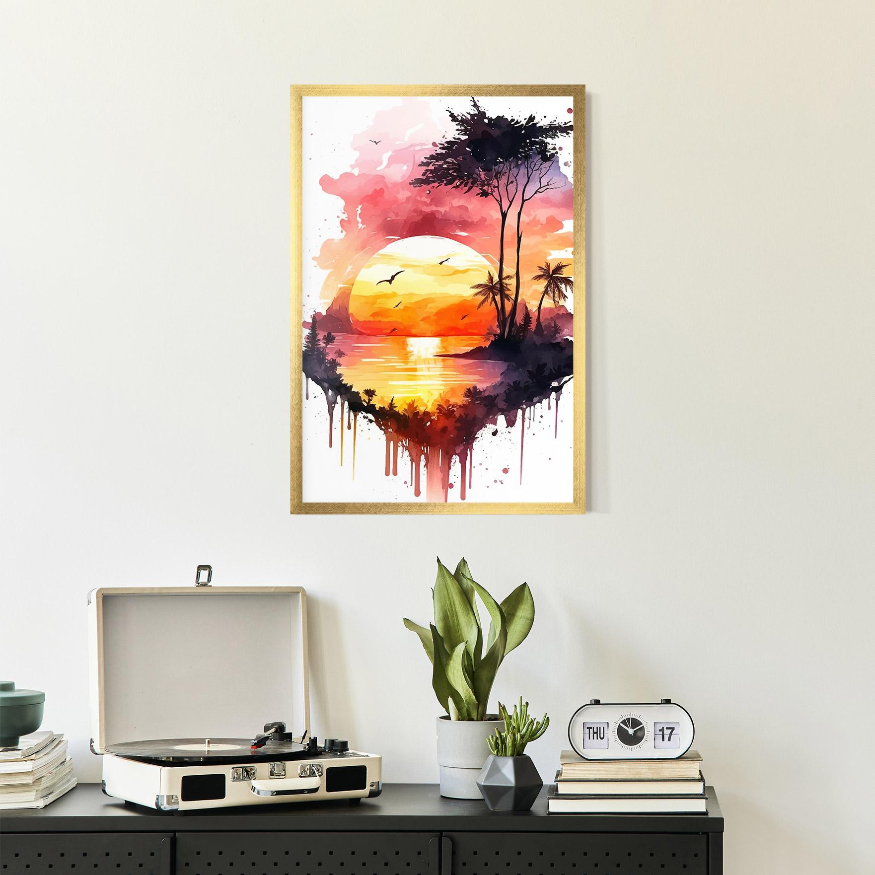 Poster Înrămat Purple Sunset Art mockup 2