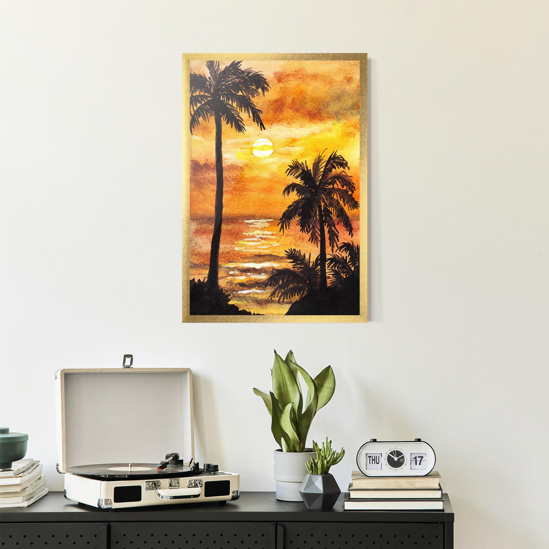 Poster Înrămat Watercolor Painting Sunrise mockup 2