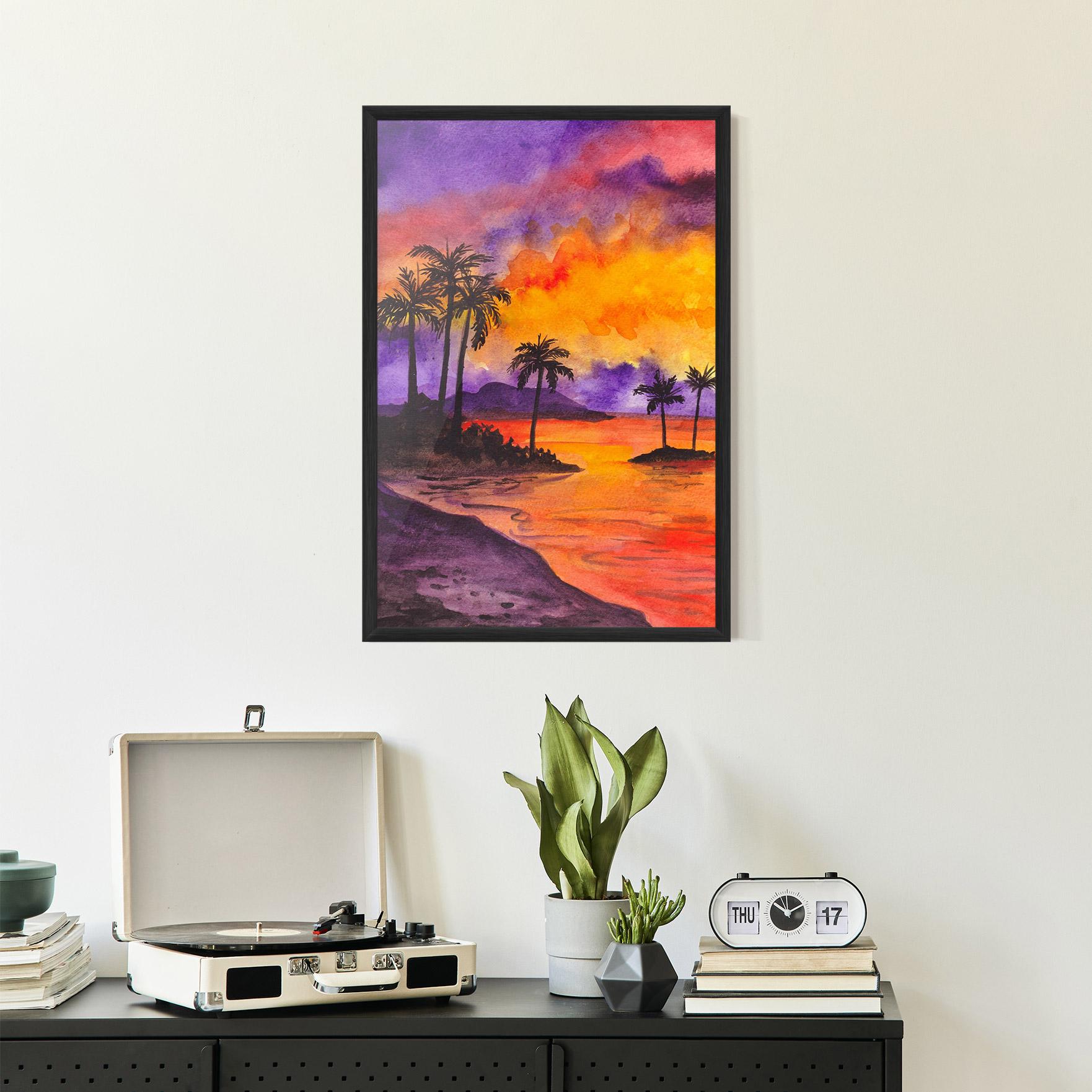 Poster Înrămat Sunset Watercolor Painting mockup 2
