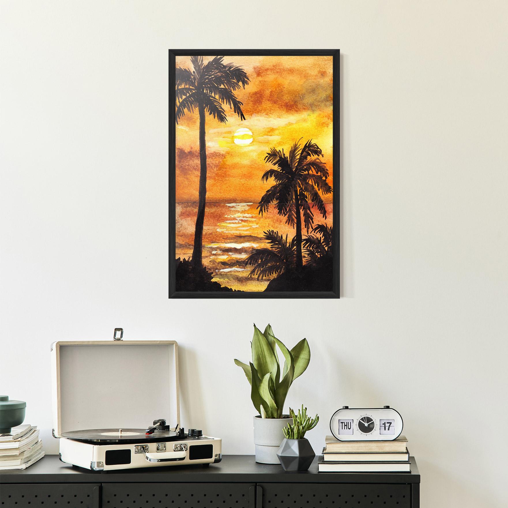 Poster Înrămat Watercolor Painting Sunrise mockup 2