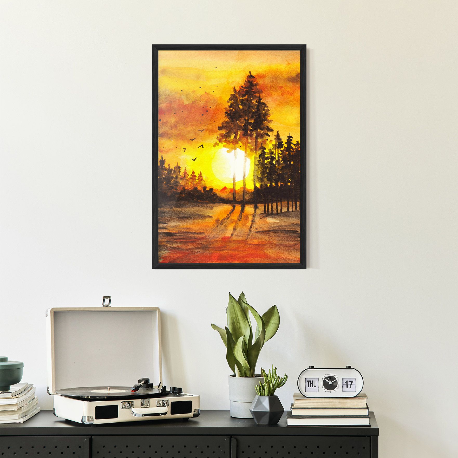 Watercolor Sunset Painting mockup 2