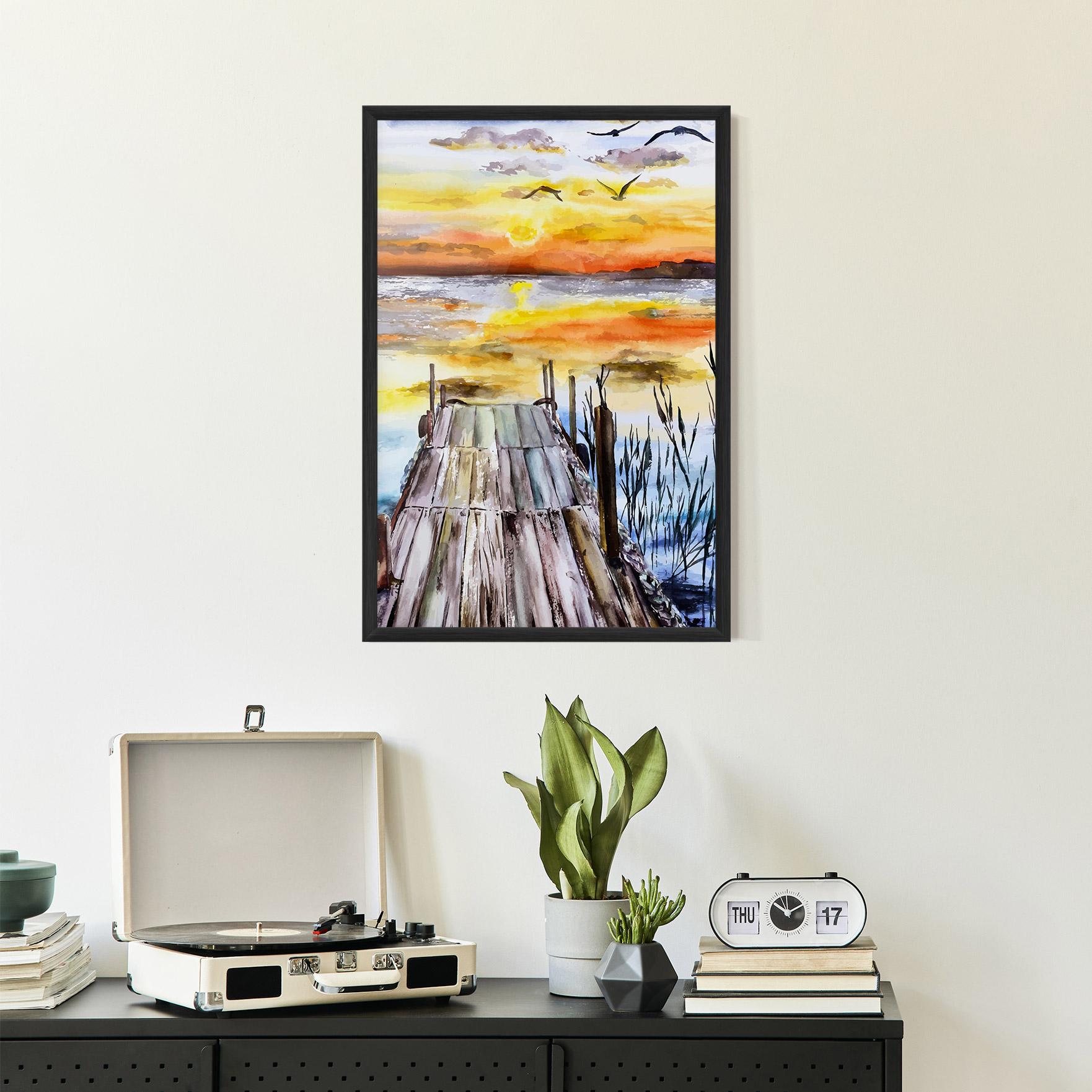 Poster Înrămat Watercolor Sunset mockup 2