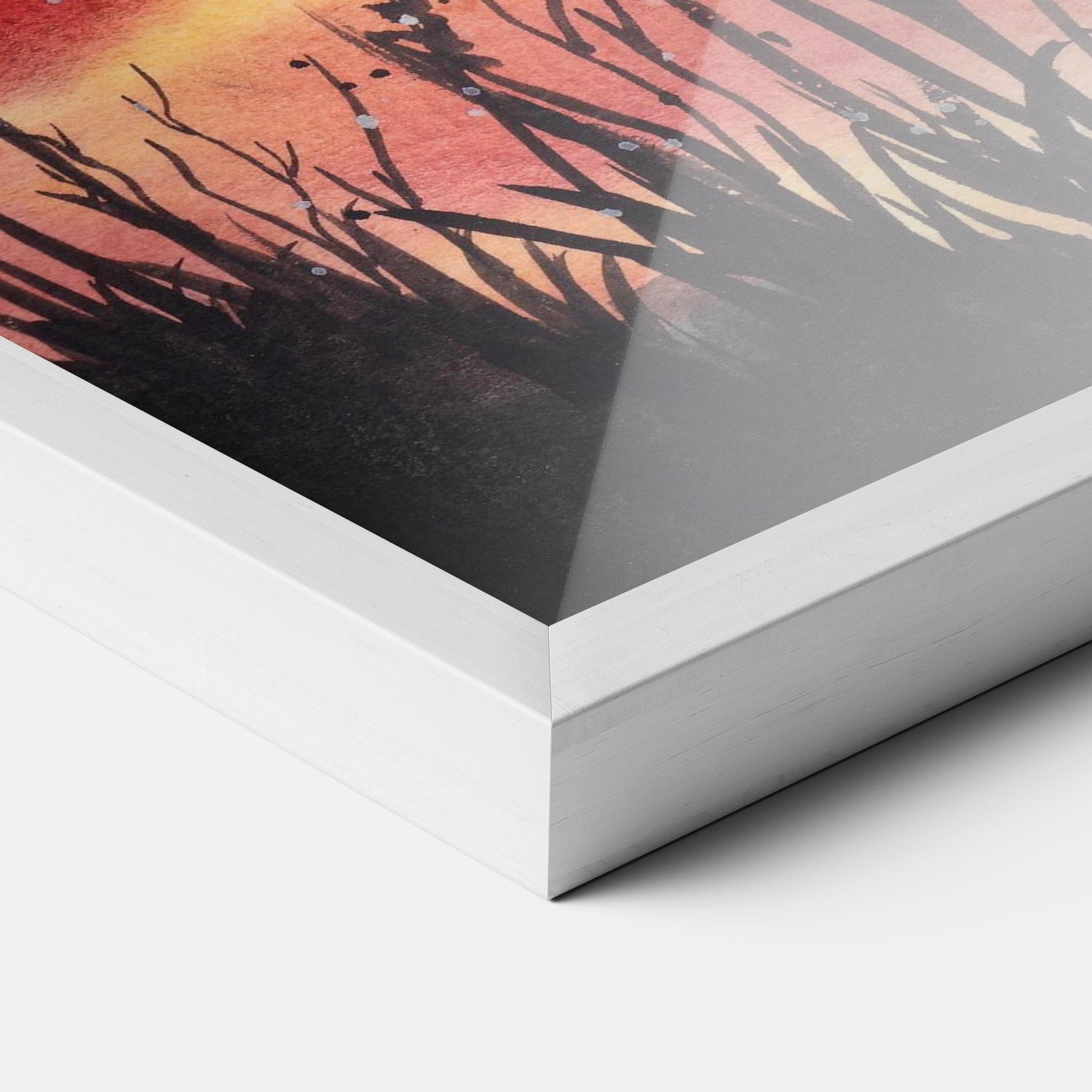 Poster Înrămat Watercolor Pink Sunset Painting mockup 3