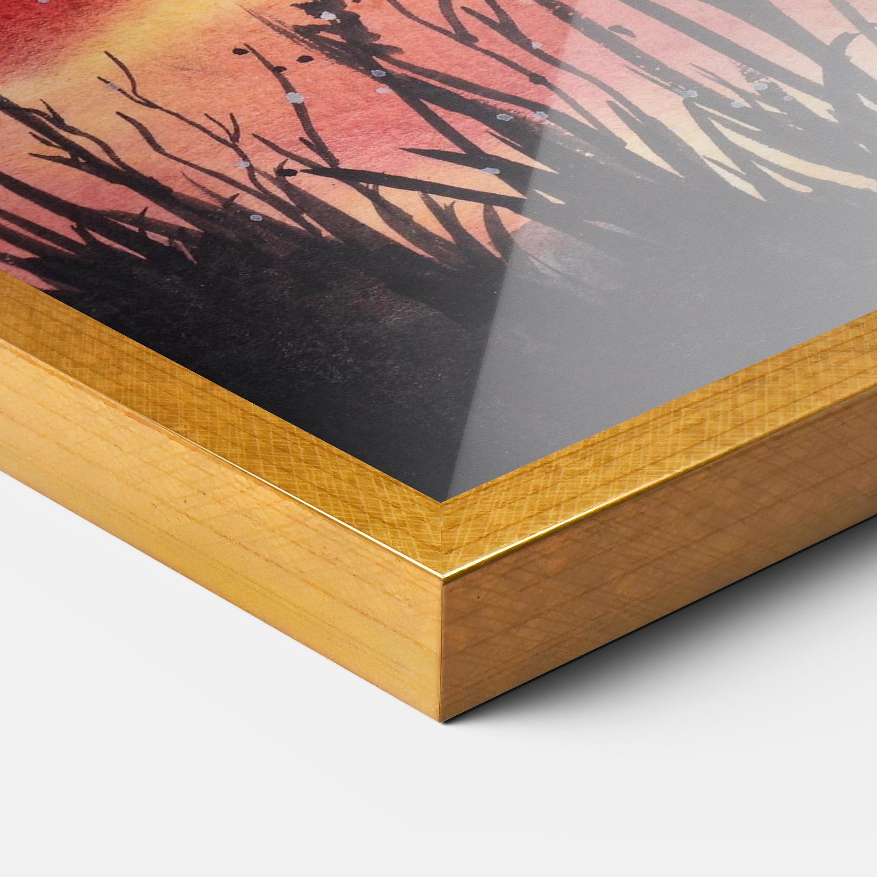 Poster Înrămat Watercolor Pink Sunset Painting mockup 3