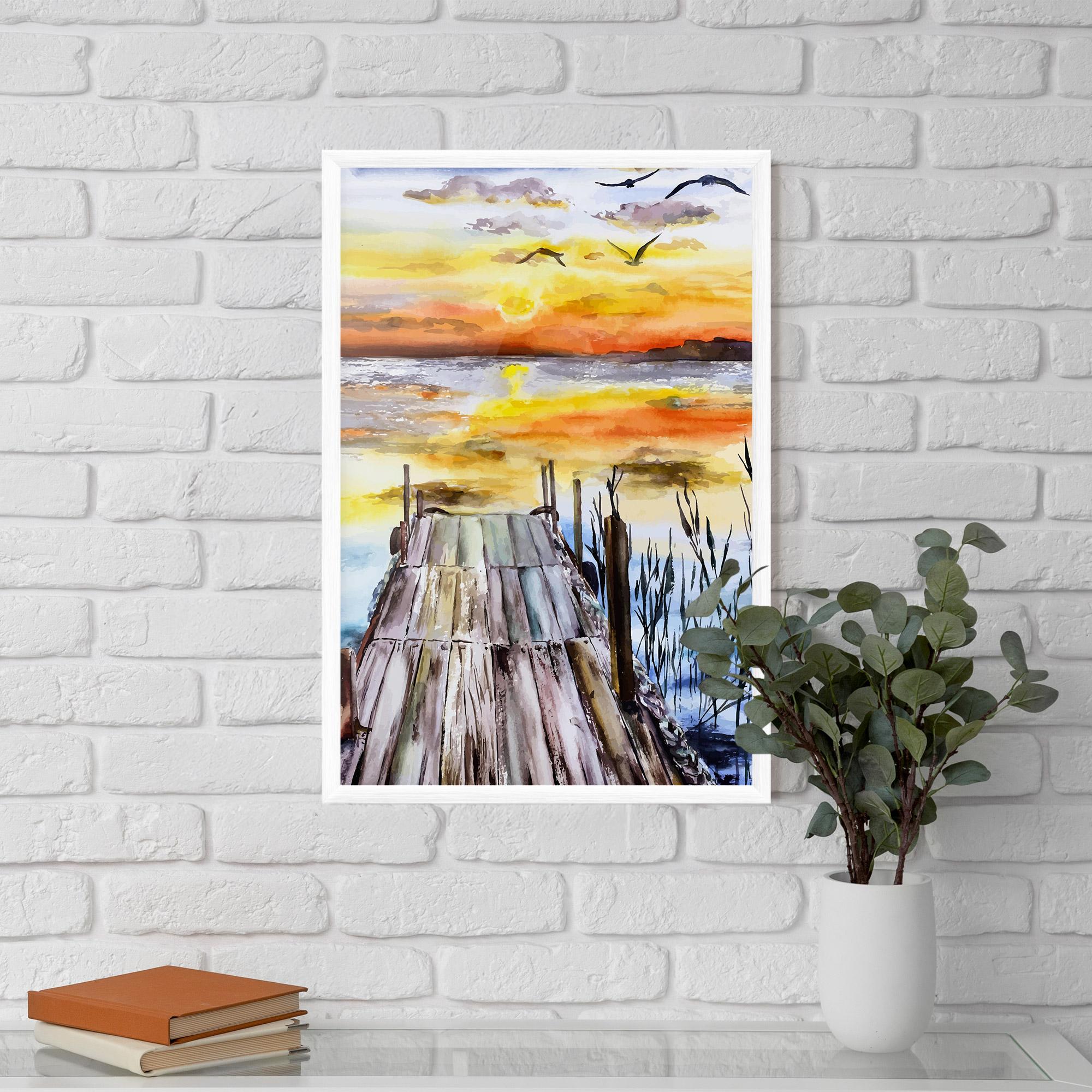 Poster Înrămat Watercolor Sunset mockup 5