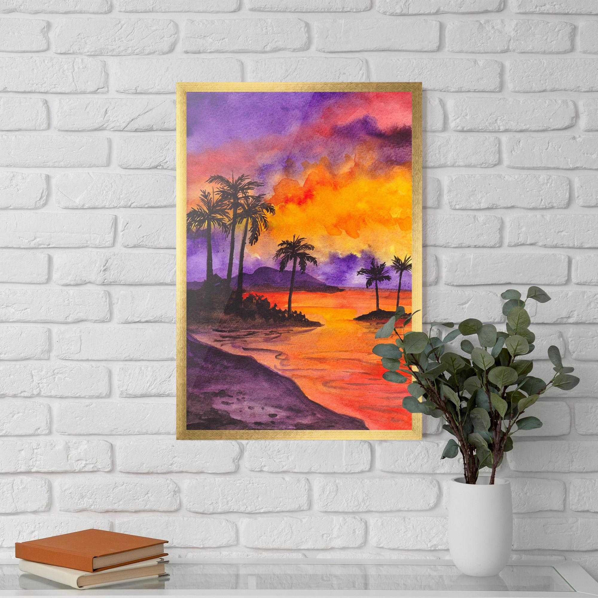 Poster Înrămat Sunset Watercolor Painting mockup 5