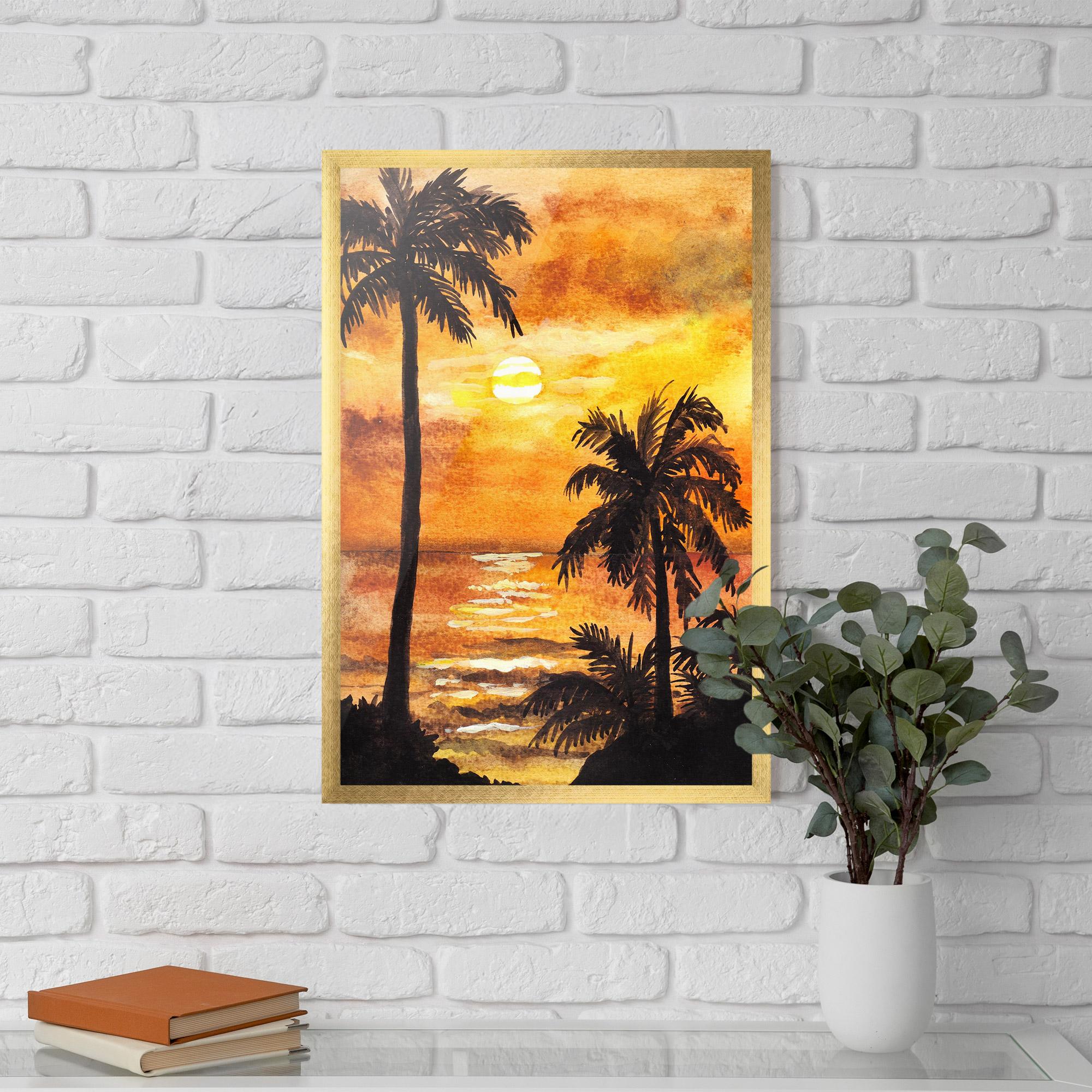 Poster Înrămat Watercolor Painting Sunrise mockup 5