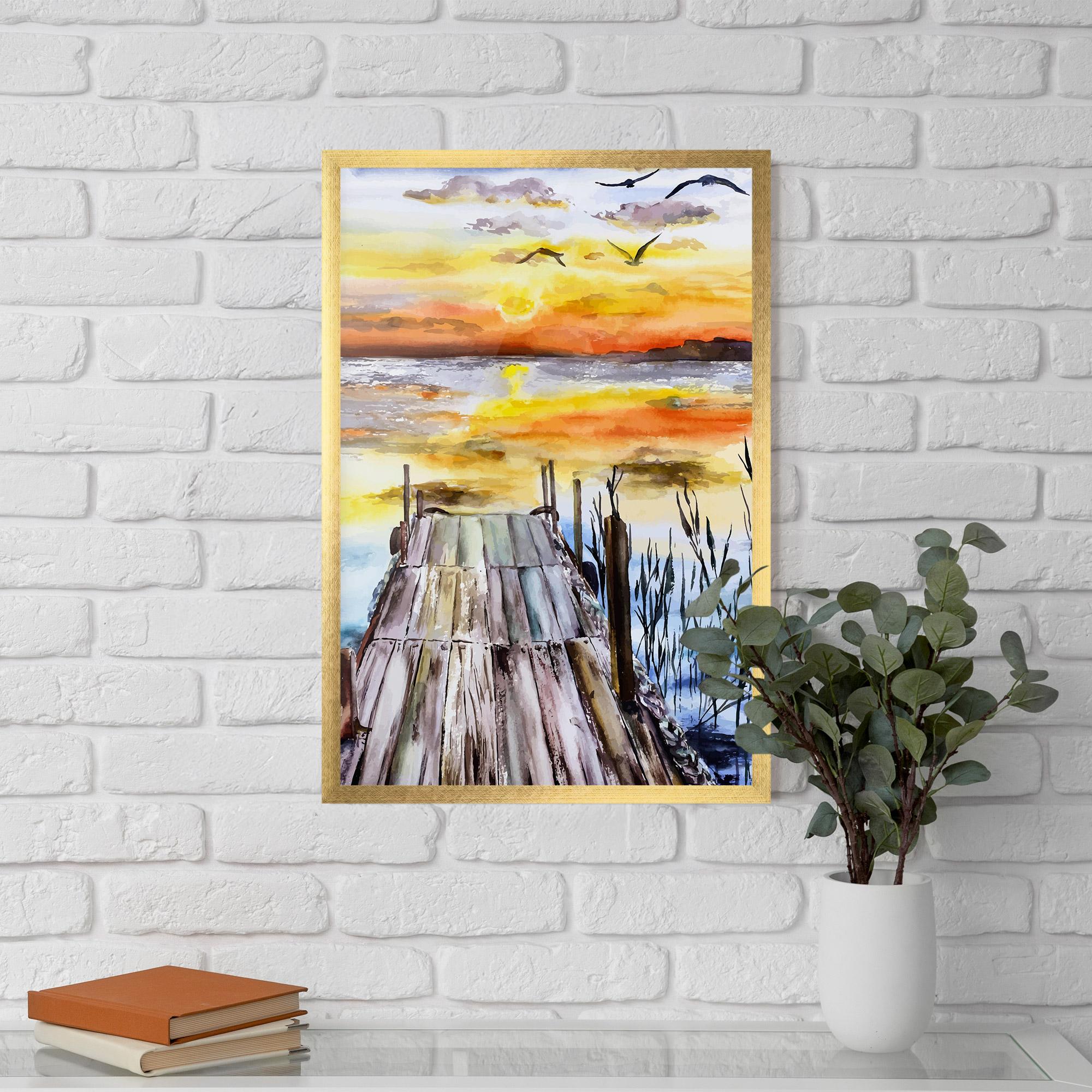 Poster Înrămat Watercolor Sunset mockup 5