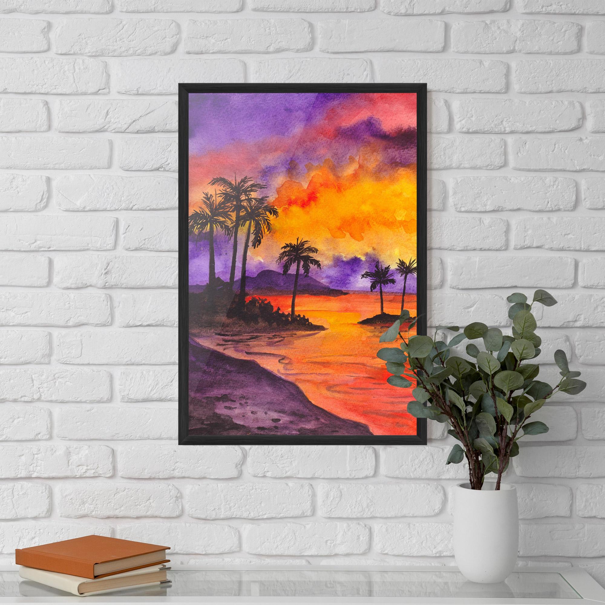 Poster Înrămat Sunset Watercolor Painting mockup 5