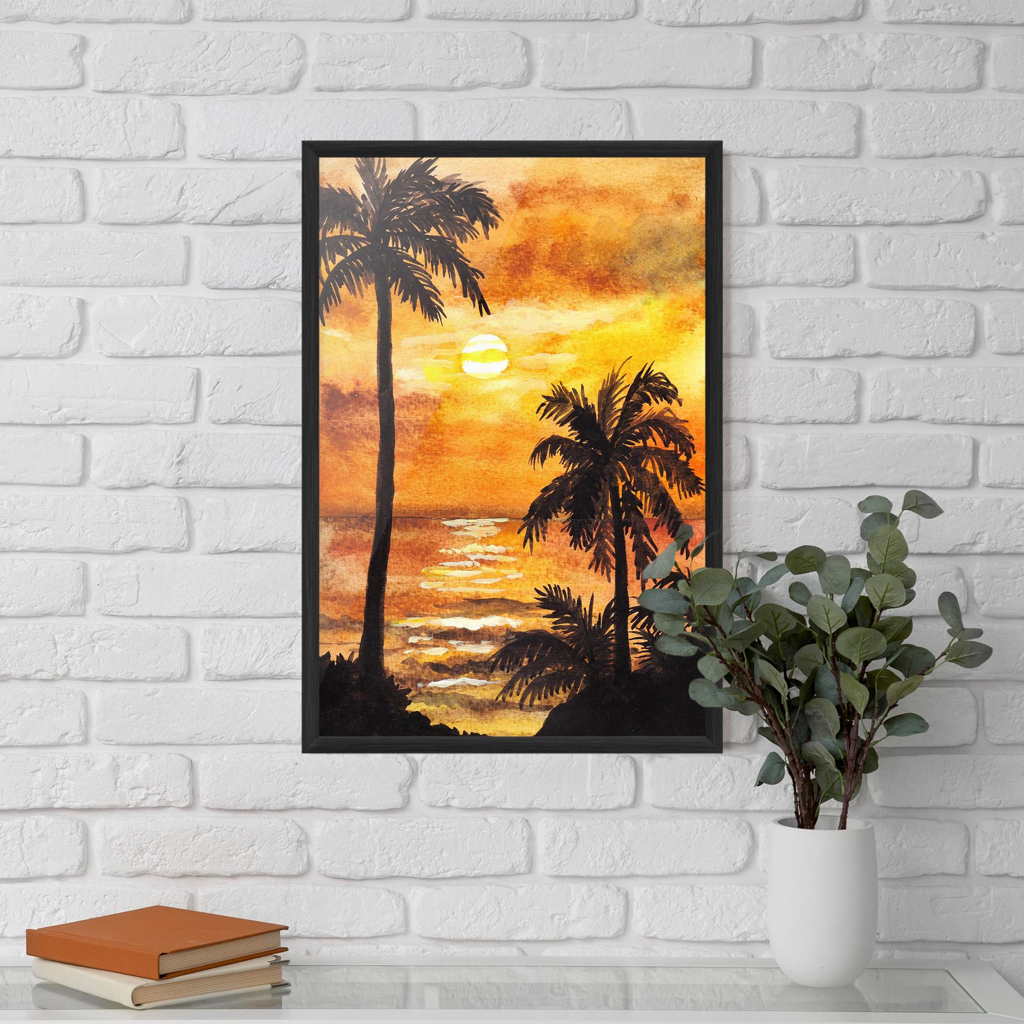 Poster Înrămat Watercolor Painting Sunrise mockup 5