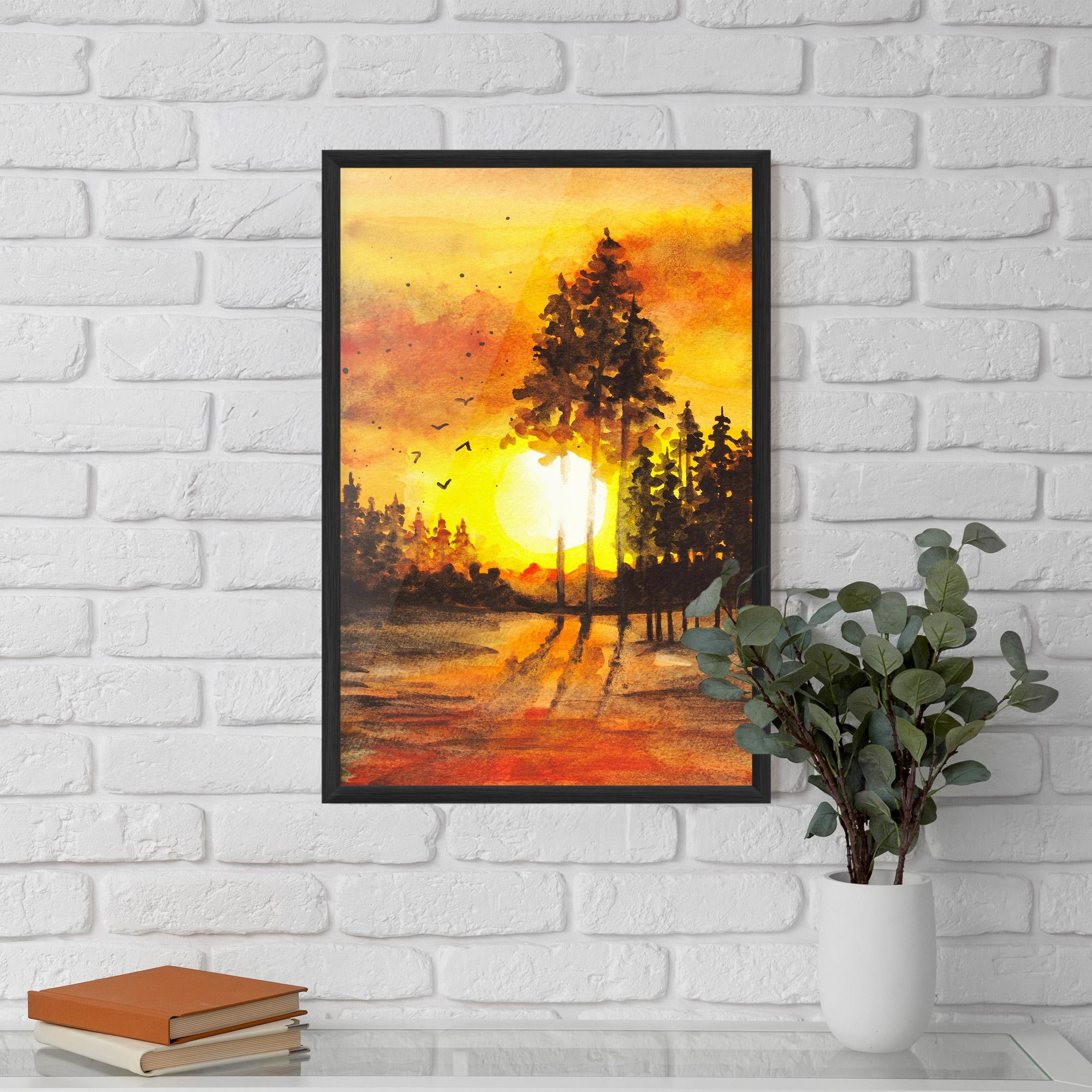 Poster Înrămat Watercolor Sunset Painting mockup 5
