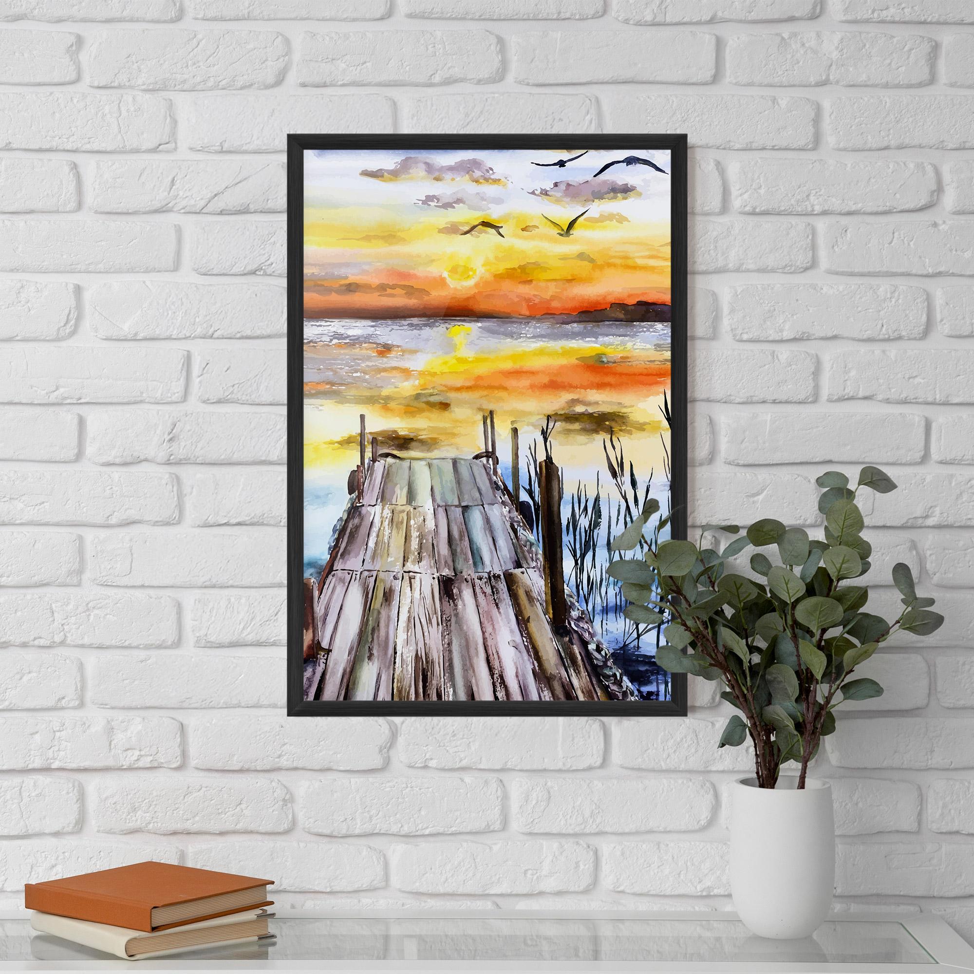 Poster Înrămat Watercolor Sunset mockup 5