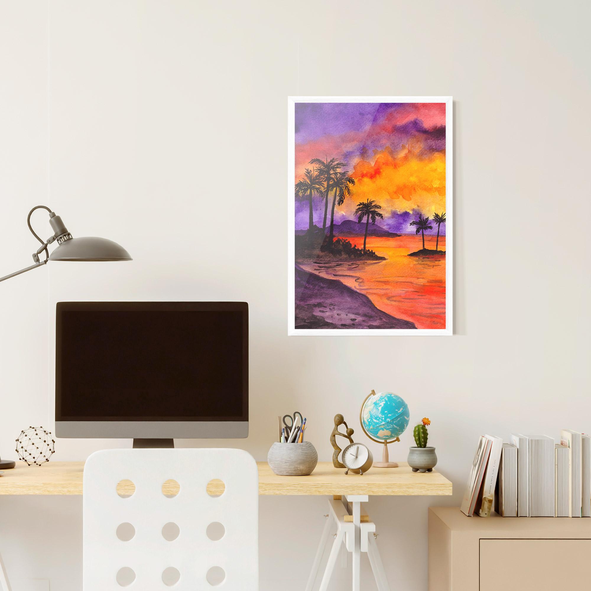 Poster Înrămat Sunset Watercolor Painting mockup 6