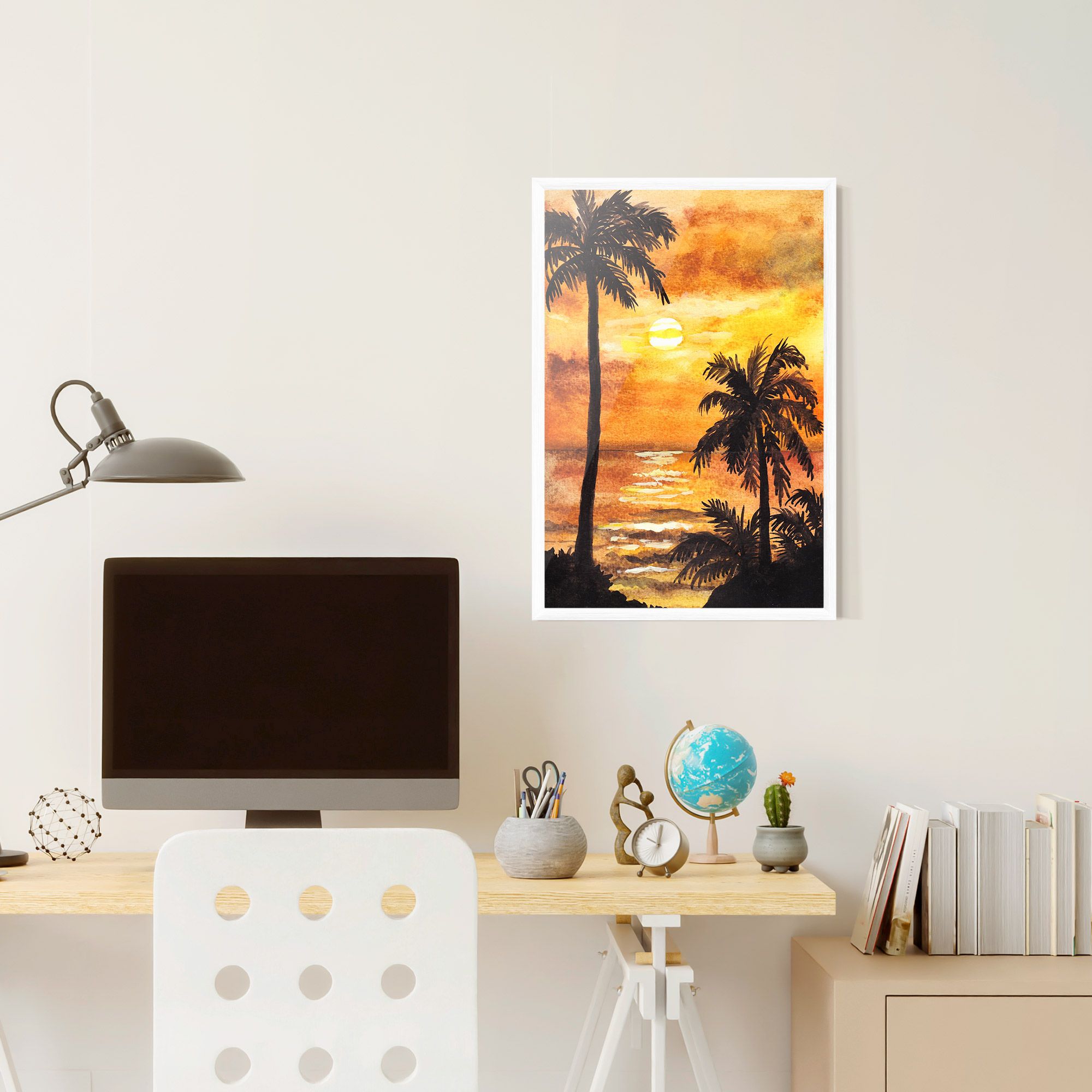 Watercolor Painting Sunrise mockup 6