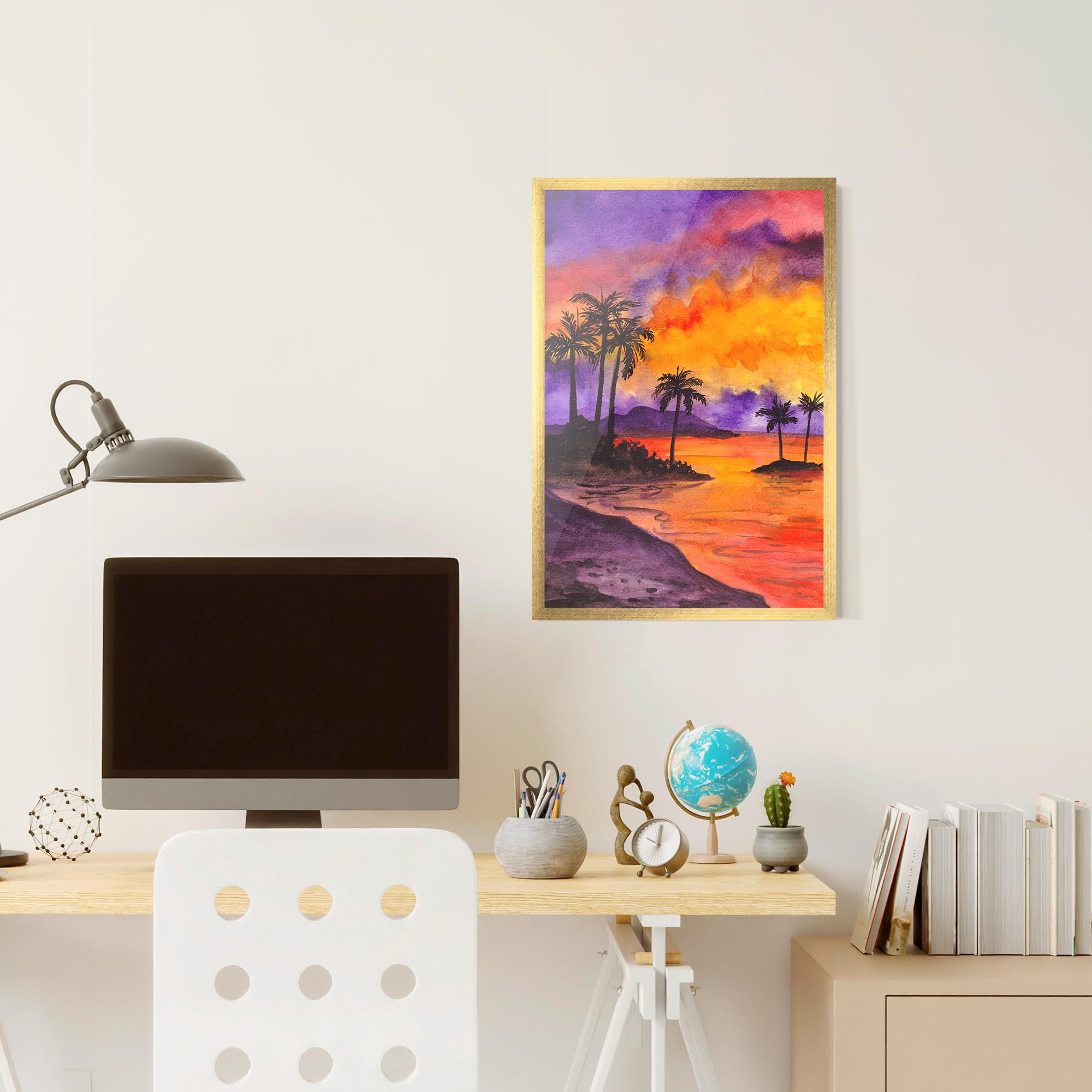 Poster Înrămat Sunset Watercolor Painting mockup 6