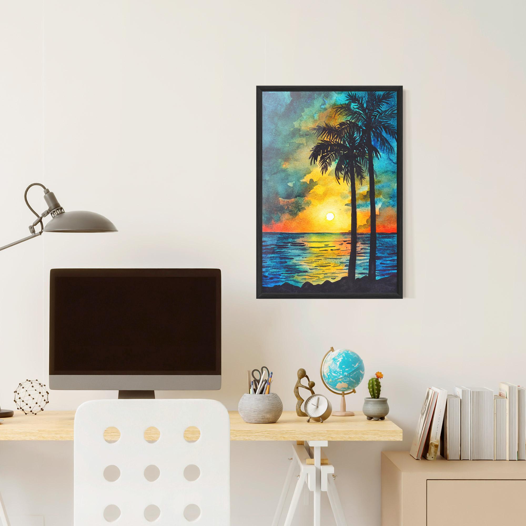 Poster Înrămat Sunset Landscape Watercolor mockup 6