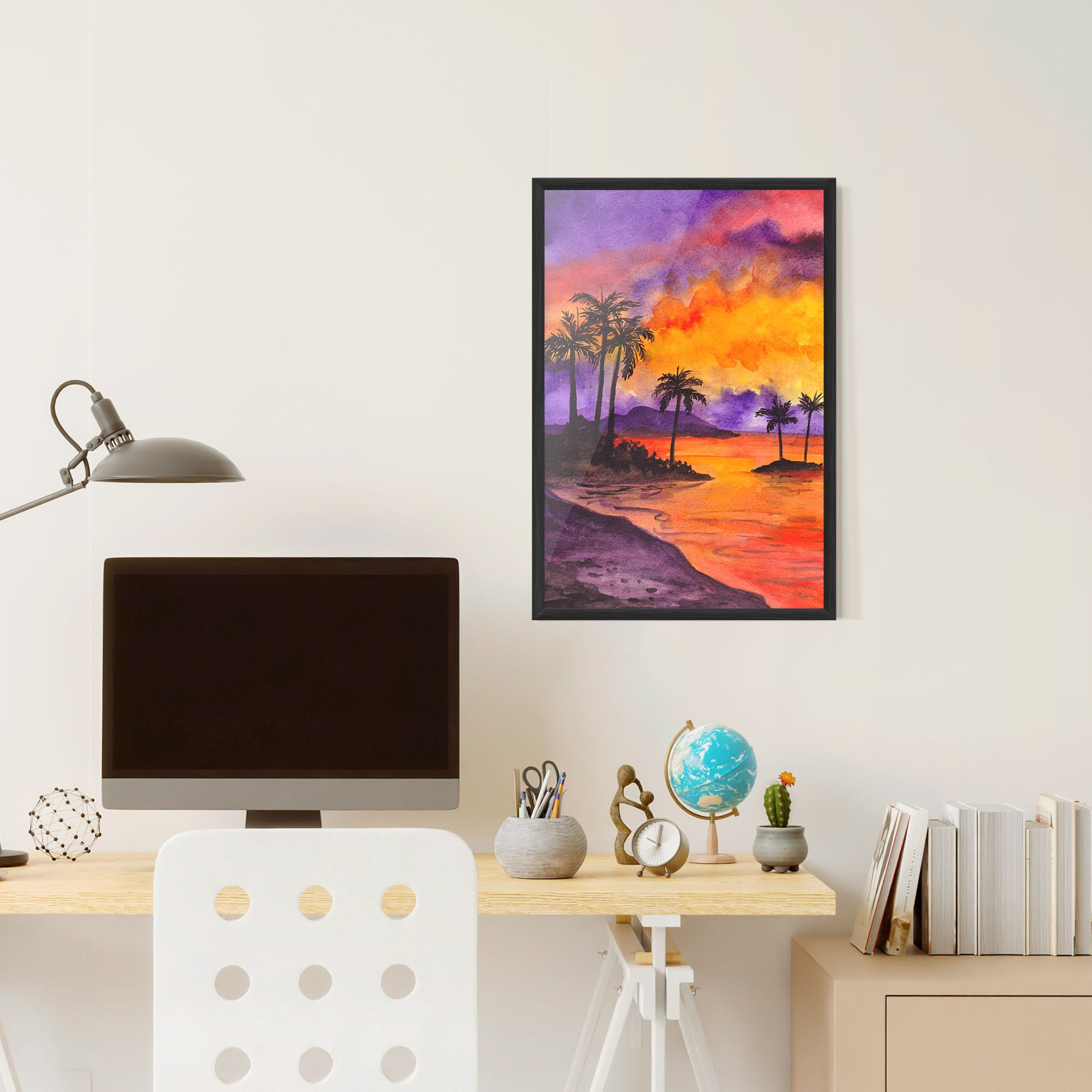 Sunset Watercolor Painting mockup 6