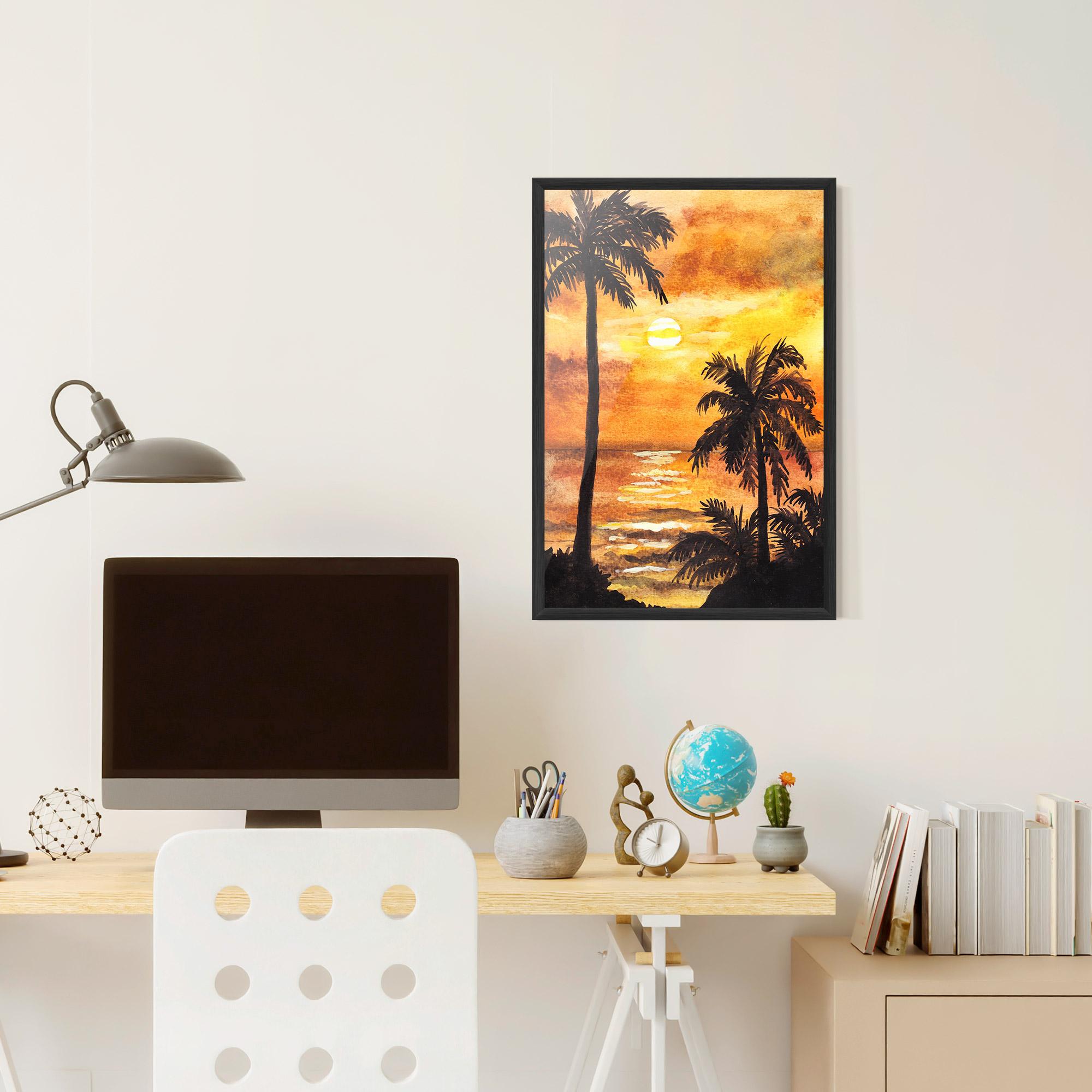 Poster Înrămat Watercolor Painting Sunrise mockup 6