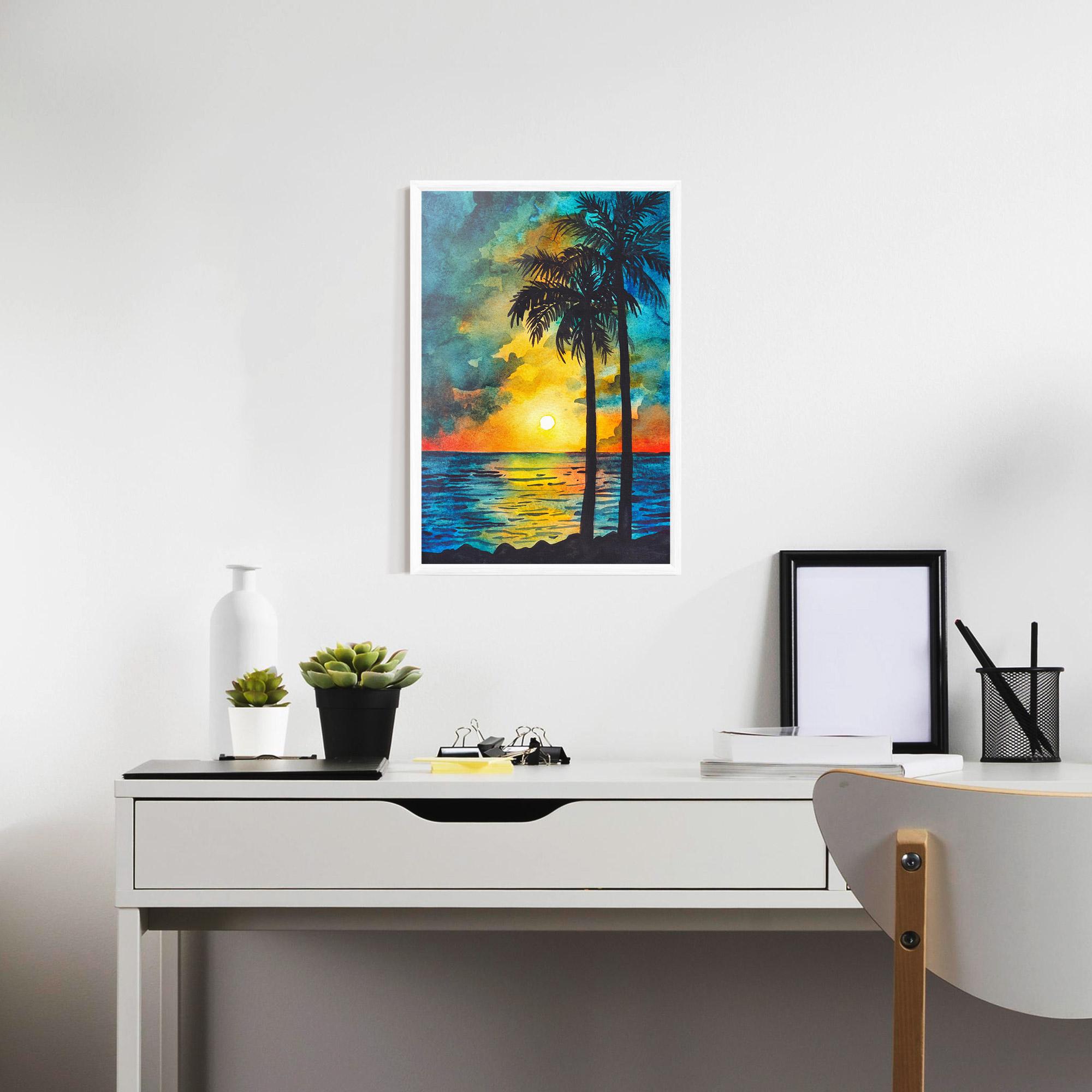 Poster Înrămat Sunset Landscape Watercolor mockup 7