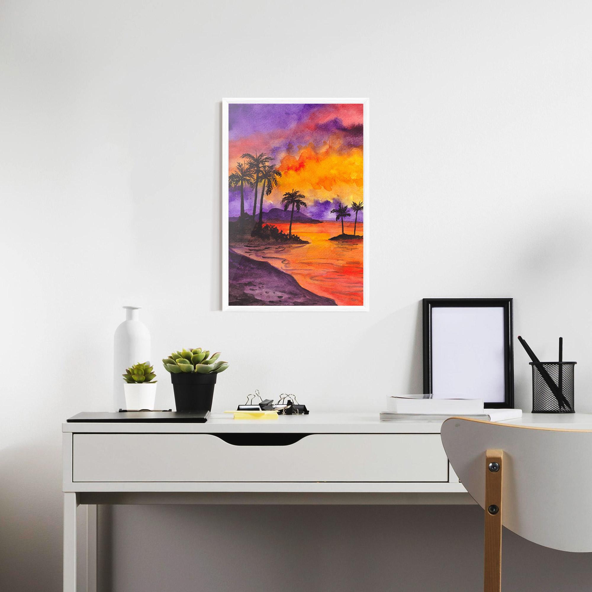 Poster Înrămat Sunset Watercolor Painting mockup 7