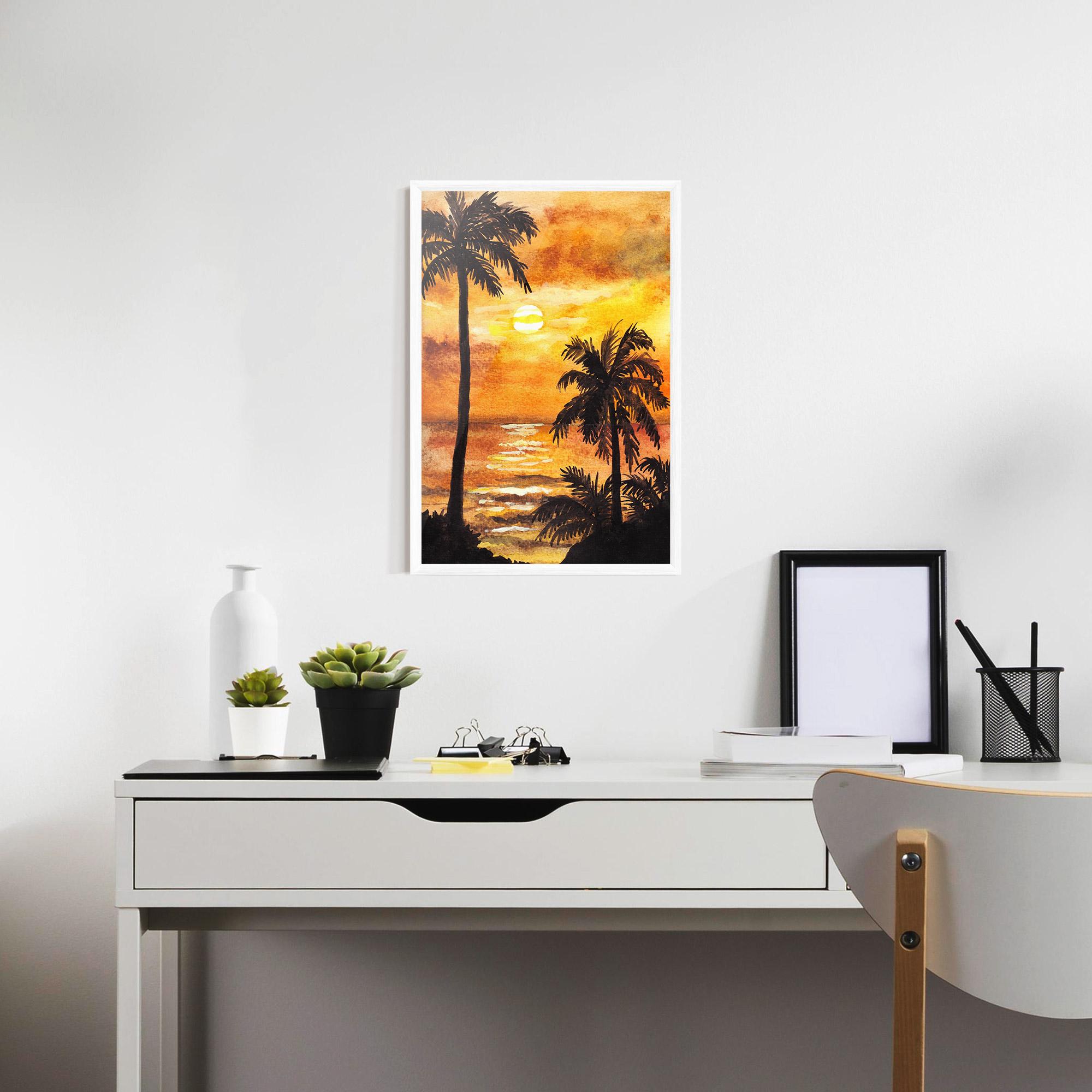 Poster Înrămat Watercolor Painting Sunrise mockup 7