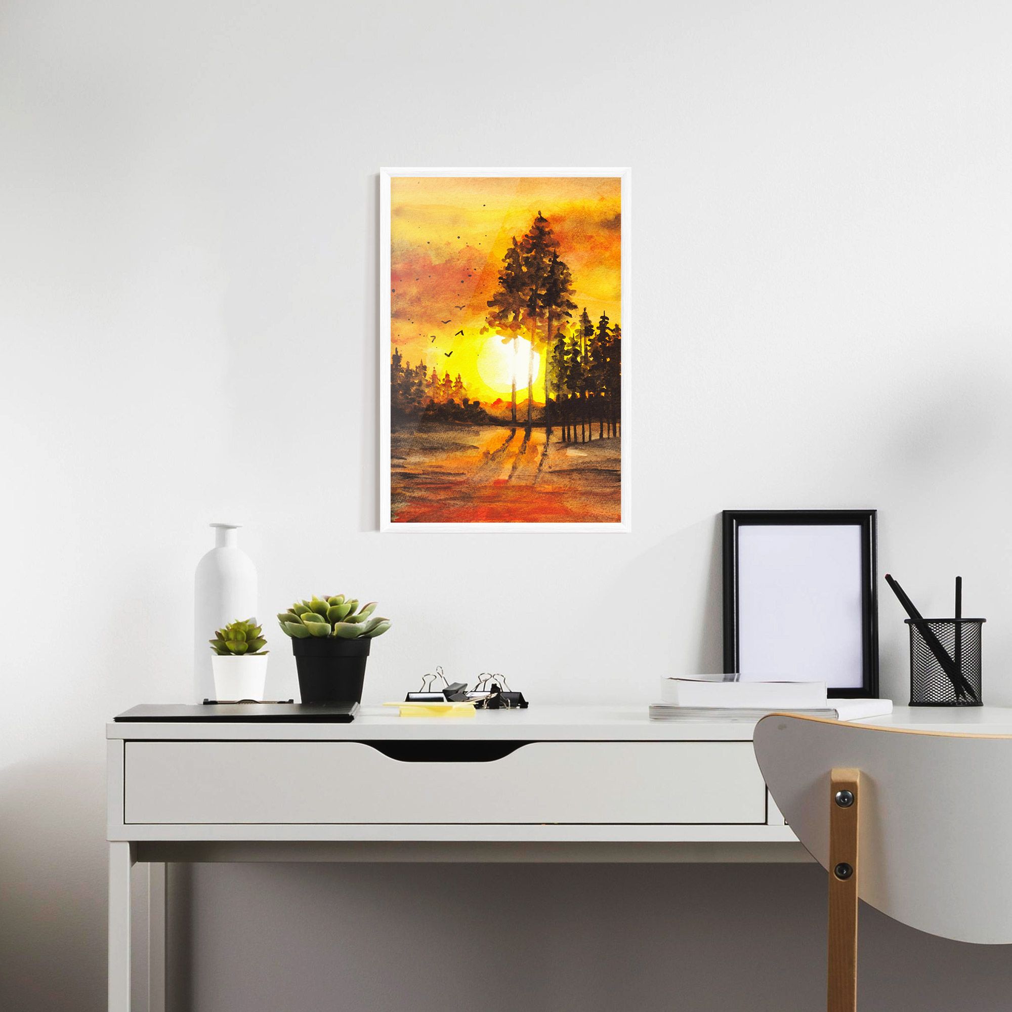 Watercolor Sunset Painting mockup 7