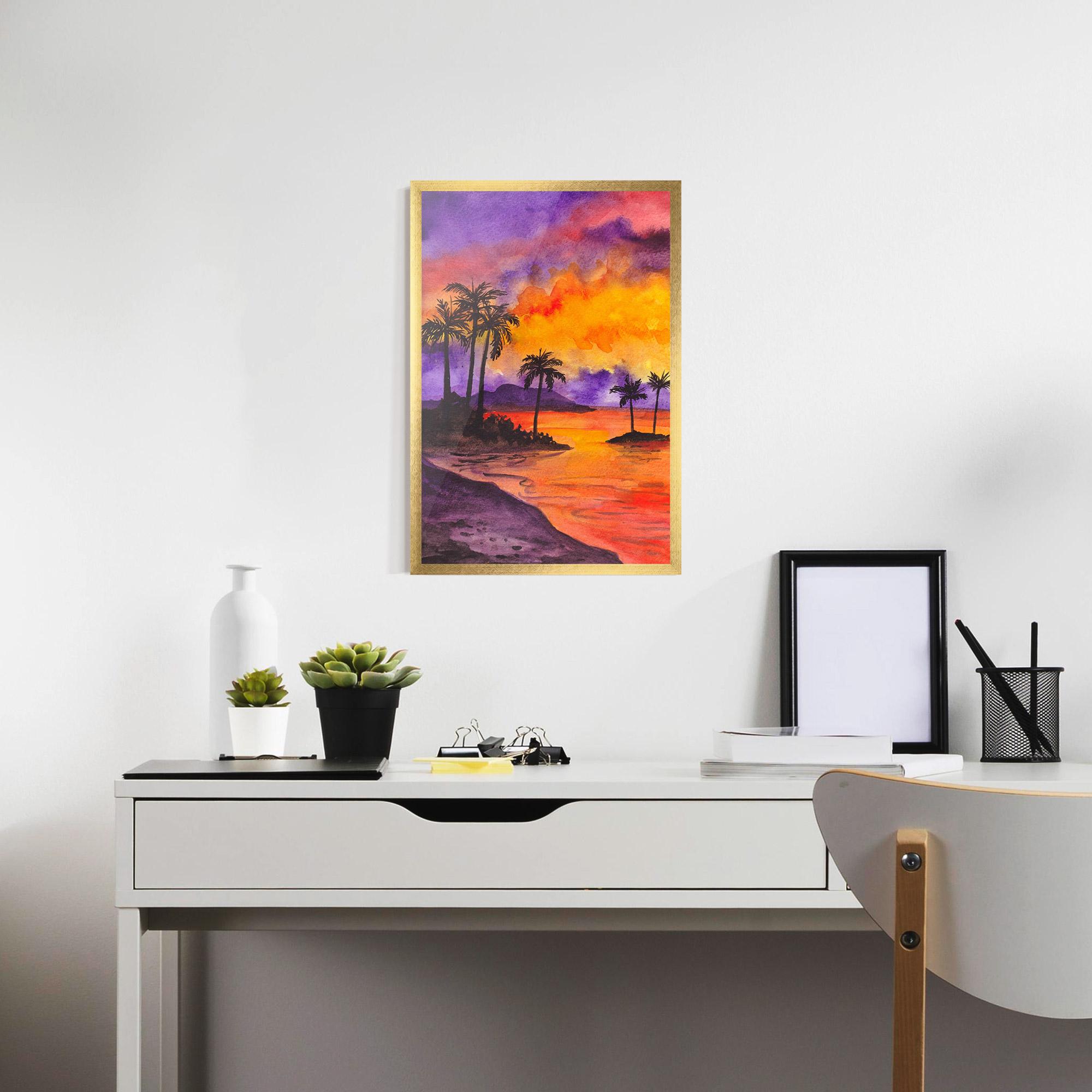 Poster Înrămat Sunset Watercolor Painting mockup 7