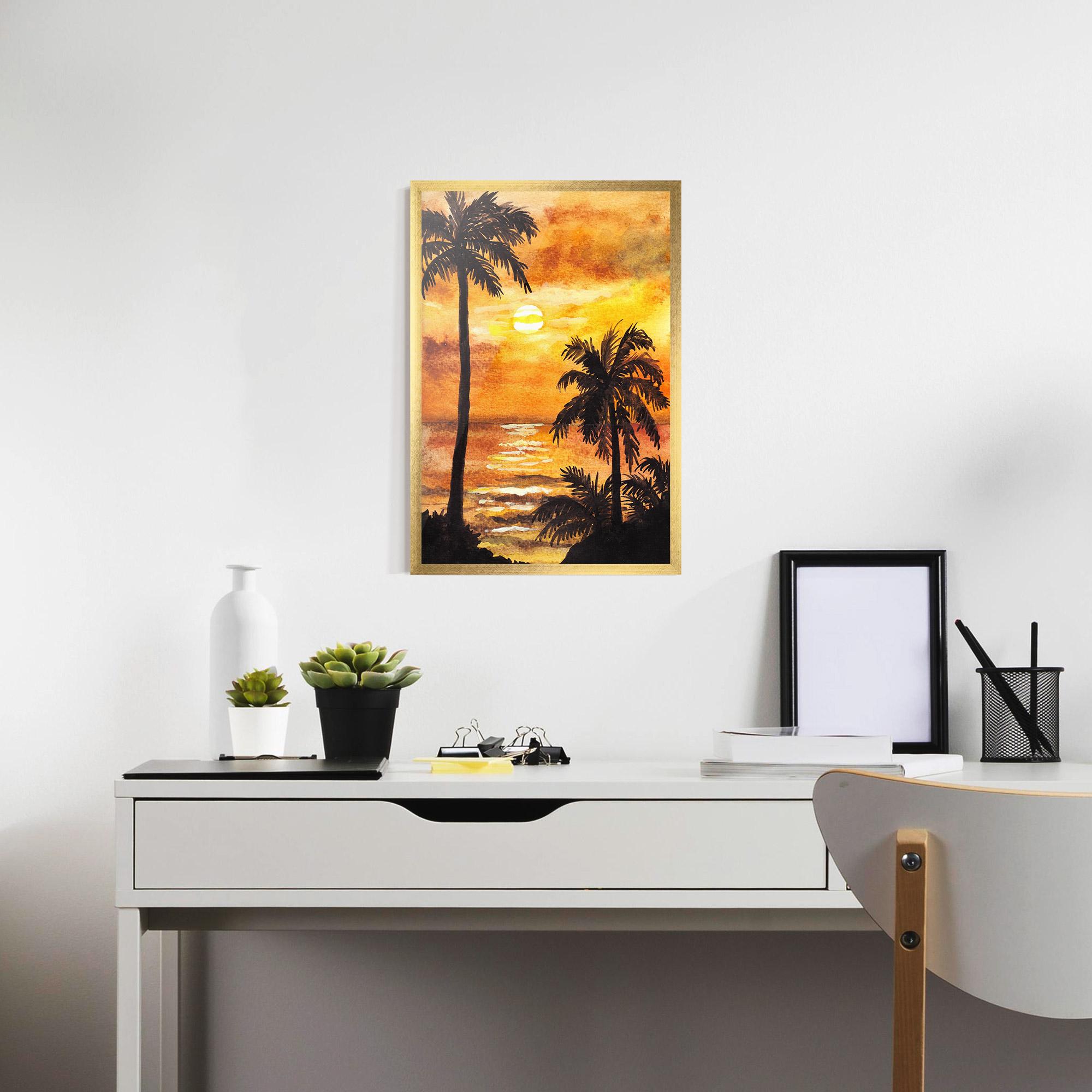 Poster Înrămat Watercolor Painting Sunrise mockup 7