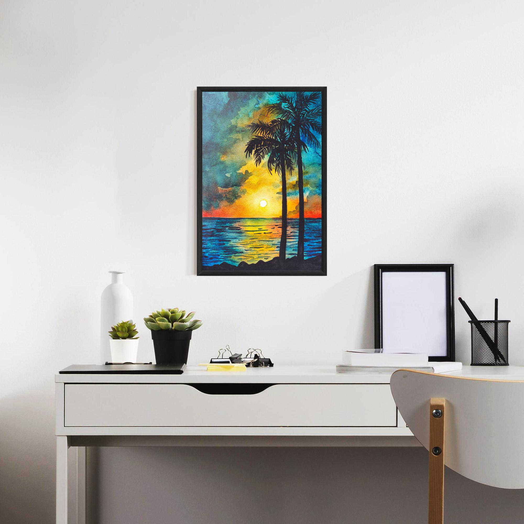 Poster Înrămat Sunset Landscape Watercolor mockup 7