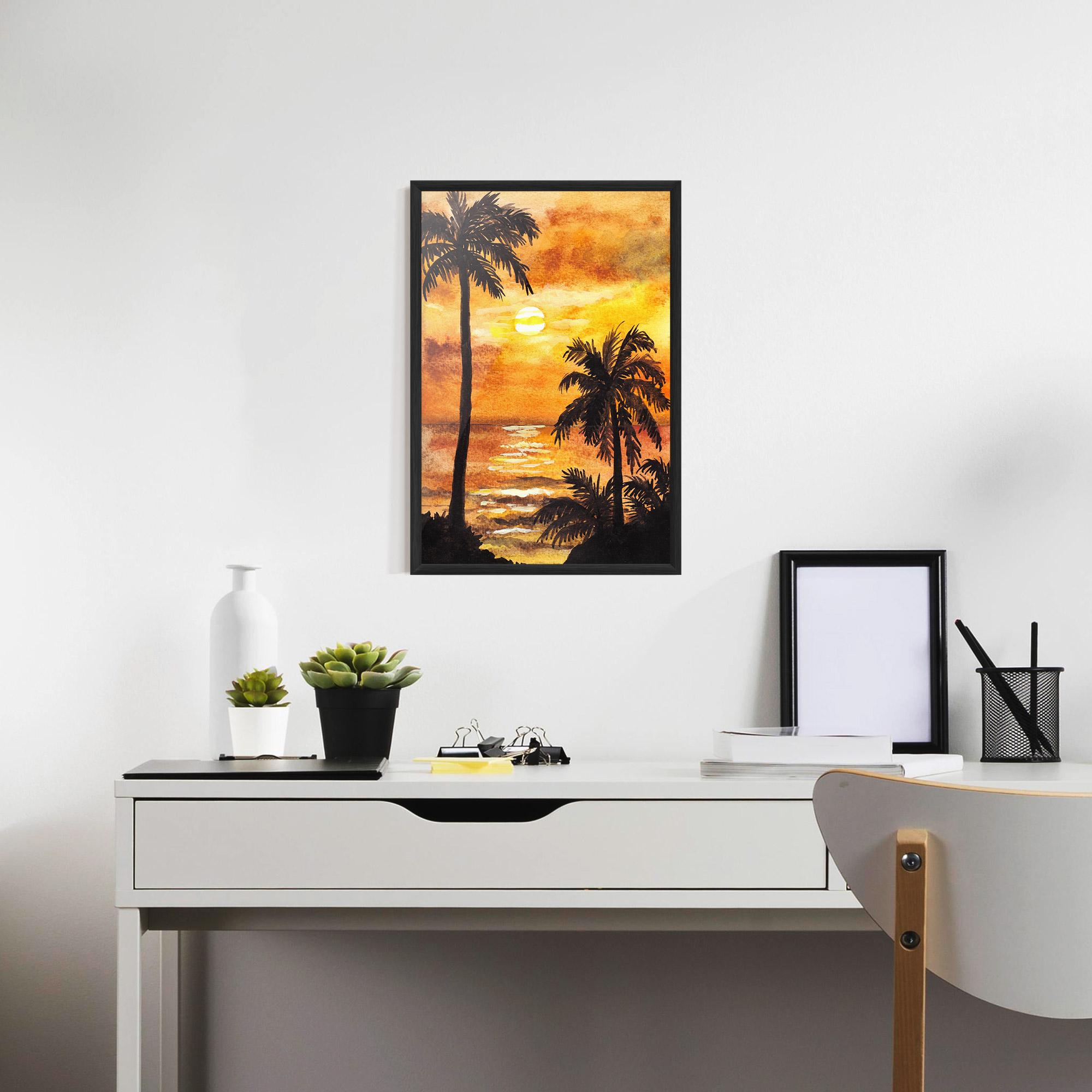 Poster Înrămat Watercolor Painting Sunrise mockup 7