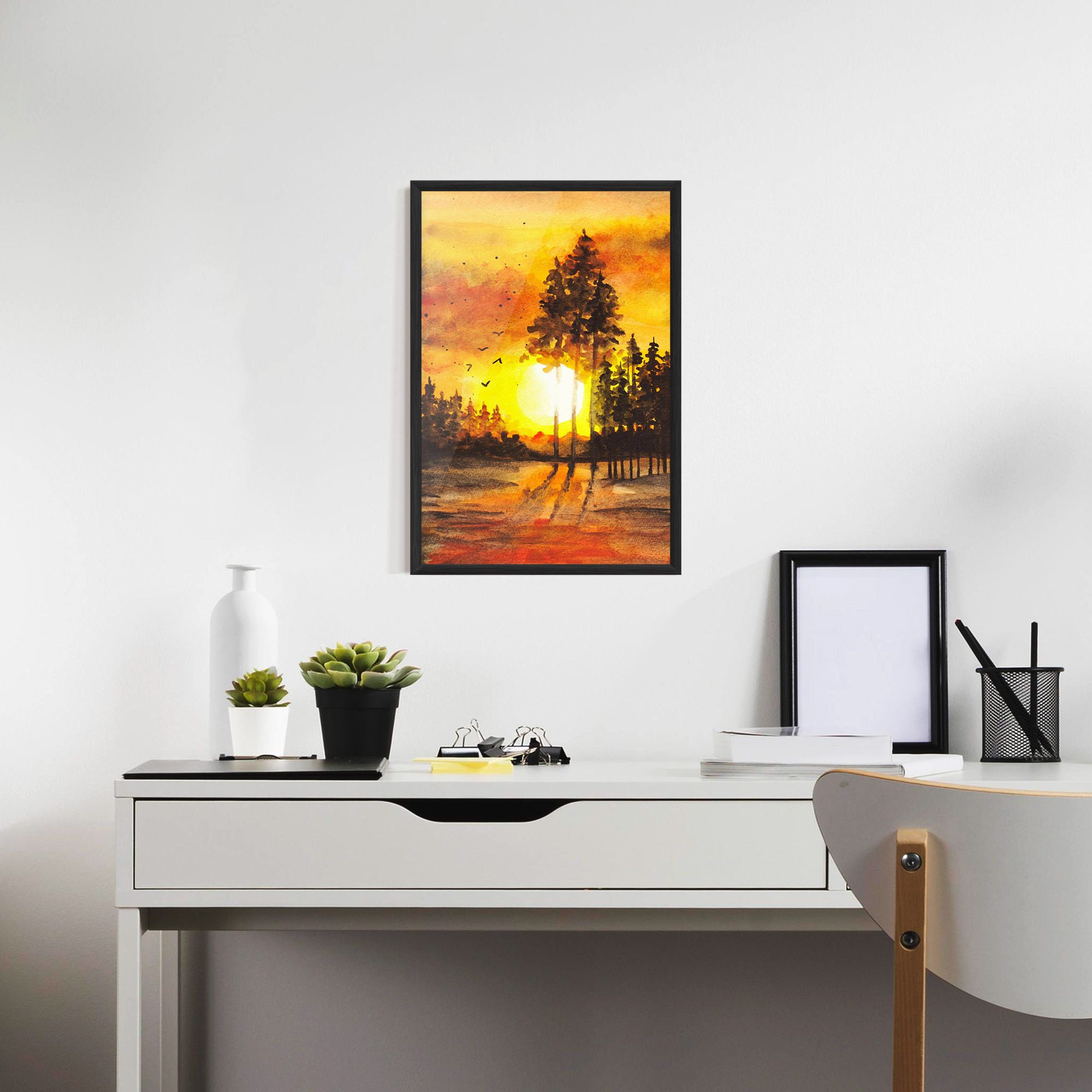 Watercolor Sunset Painting mockup 7