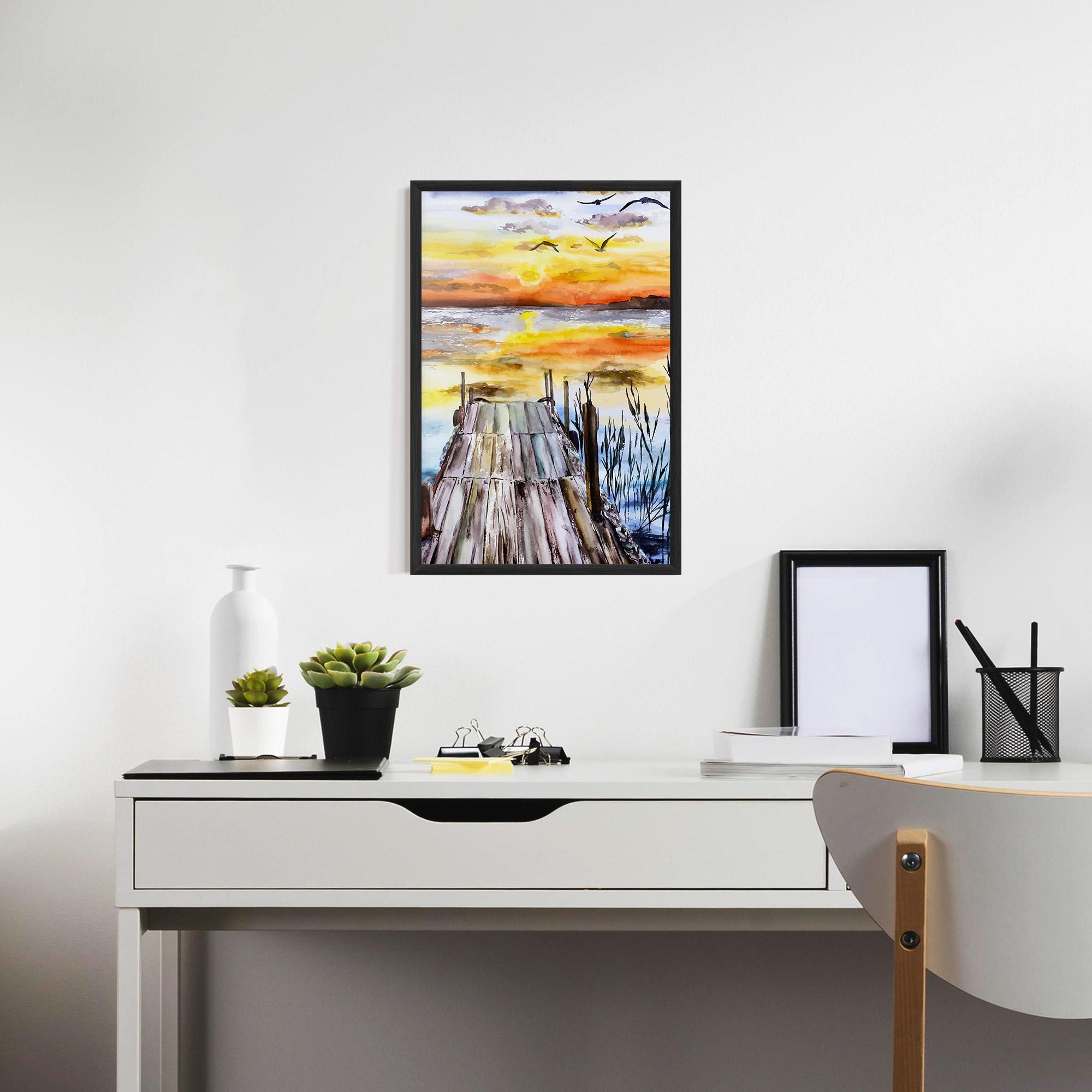 Poster Înrămat Watercolor Sunset mockup 7