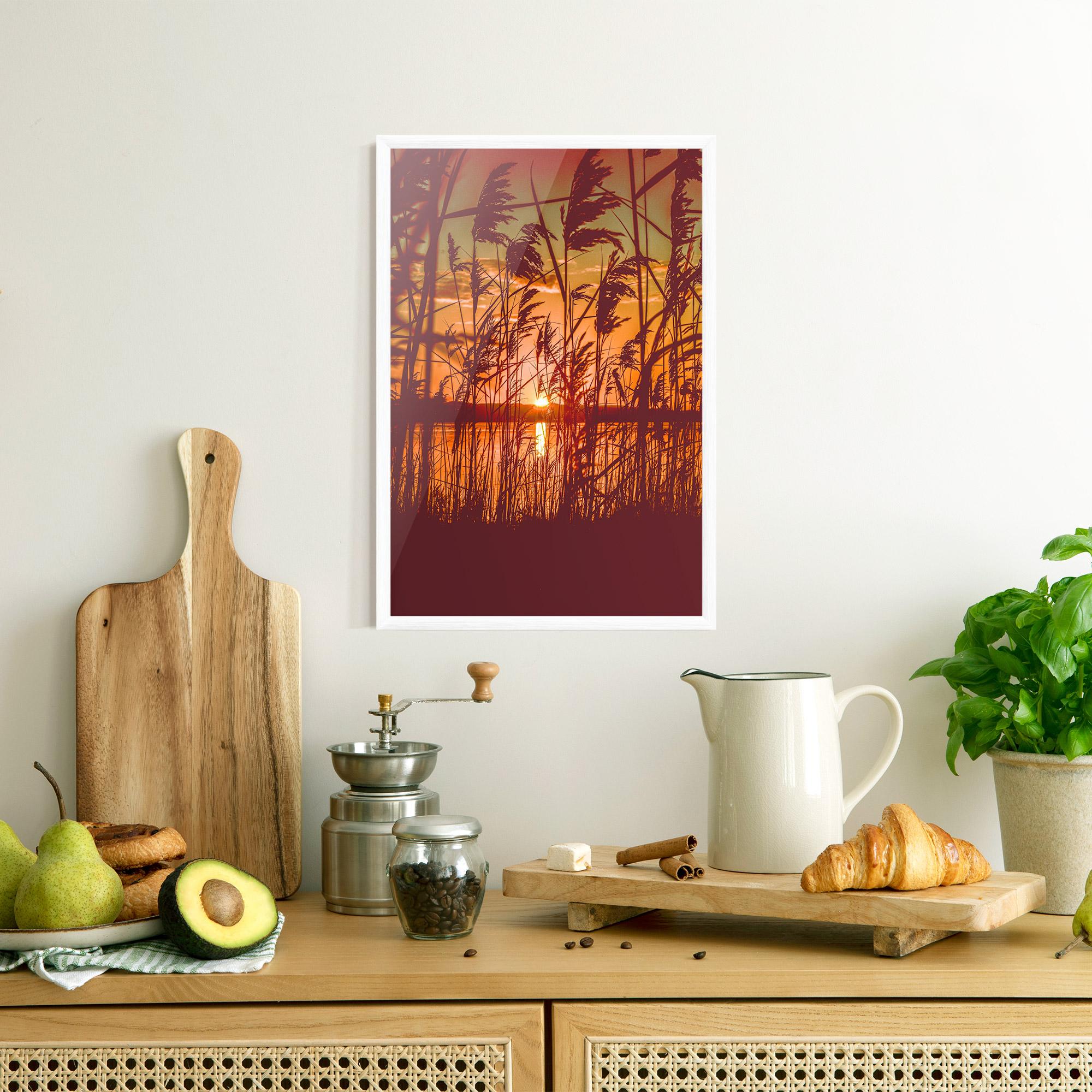 Poster Înrămat Red Sunset Lake mockup 8