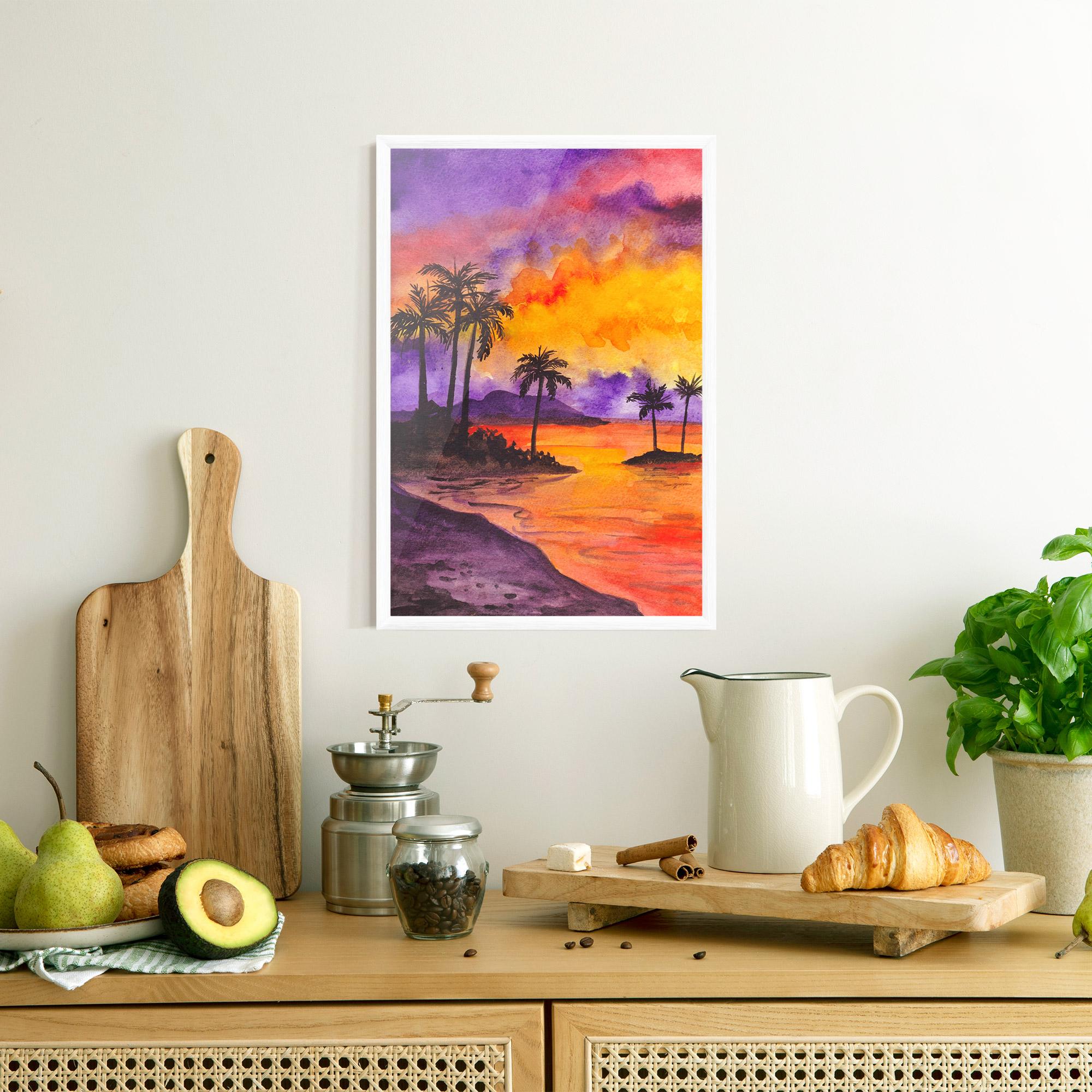 Poster Înrămat Sunset Watercolor Painting mockup 8