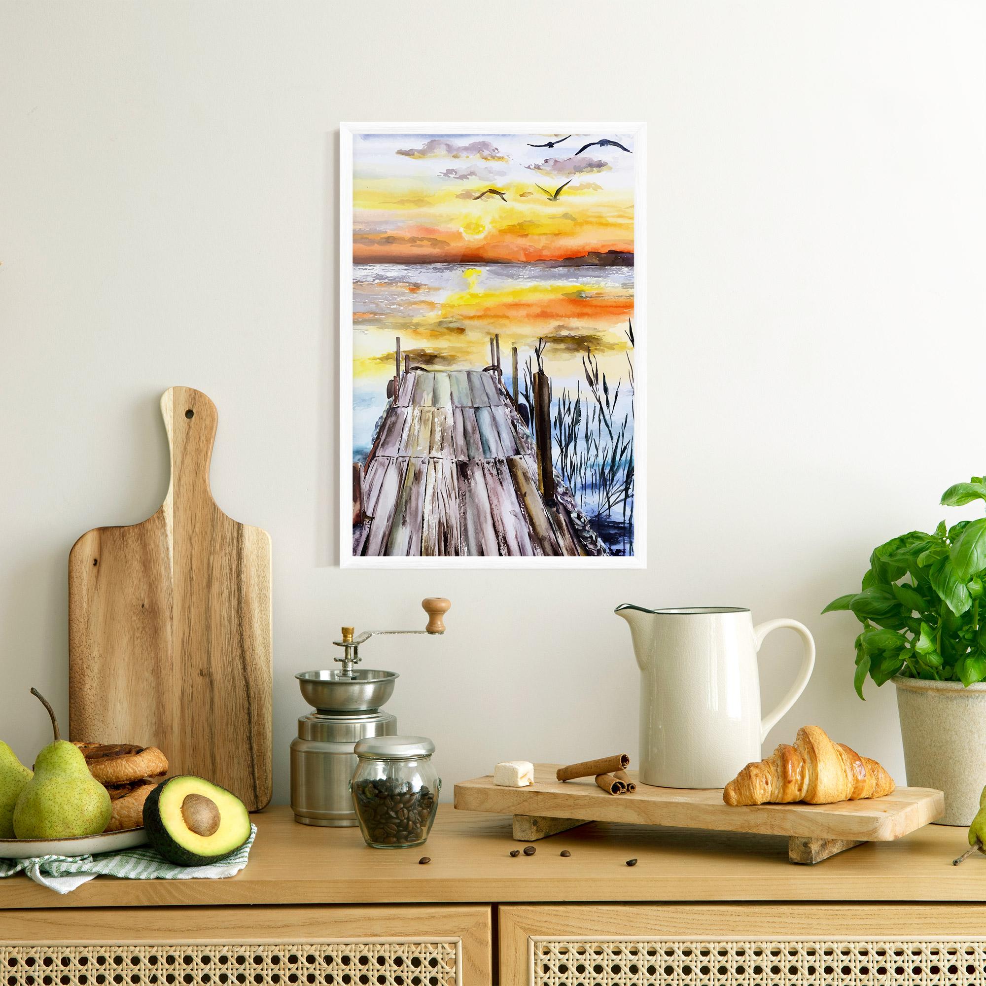 Poster Înrămat Watercolor Sunset mockup 8