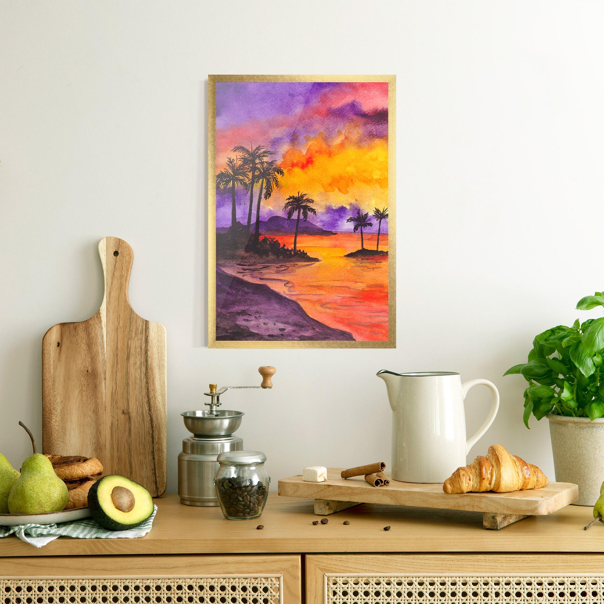 Poster Înrămat Sunset Watercolor Painting mockup 8