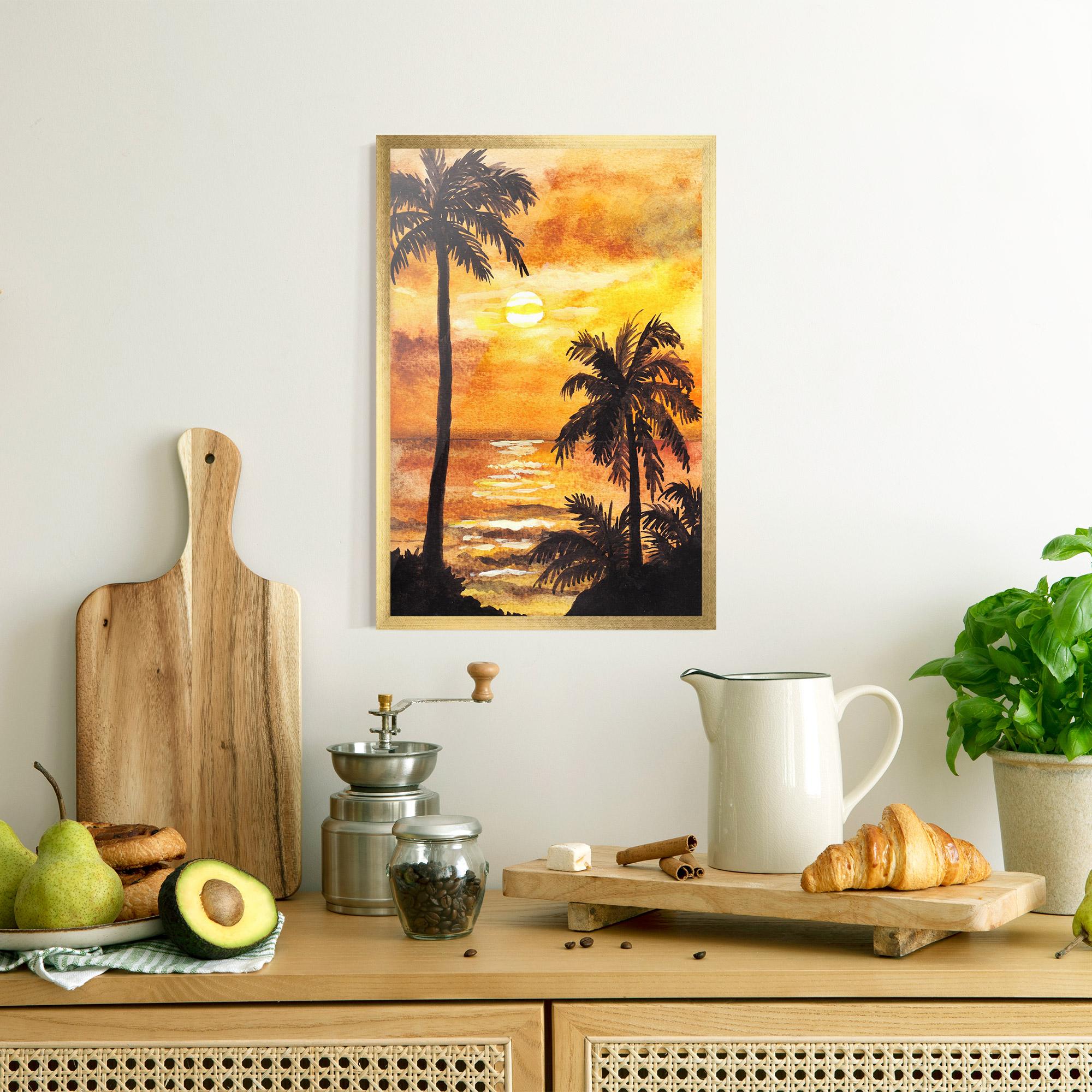 Poster Înrămat Watercolor Painting Sunrise mockup 8