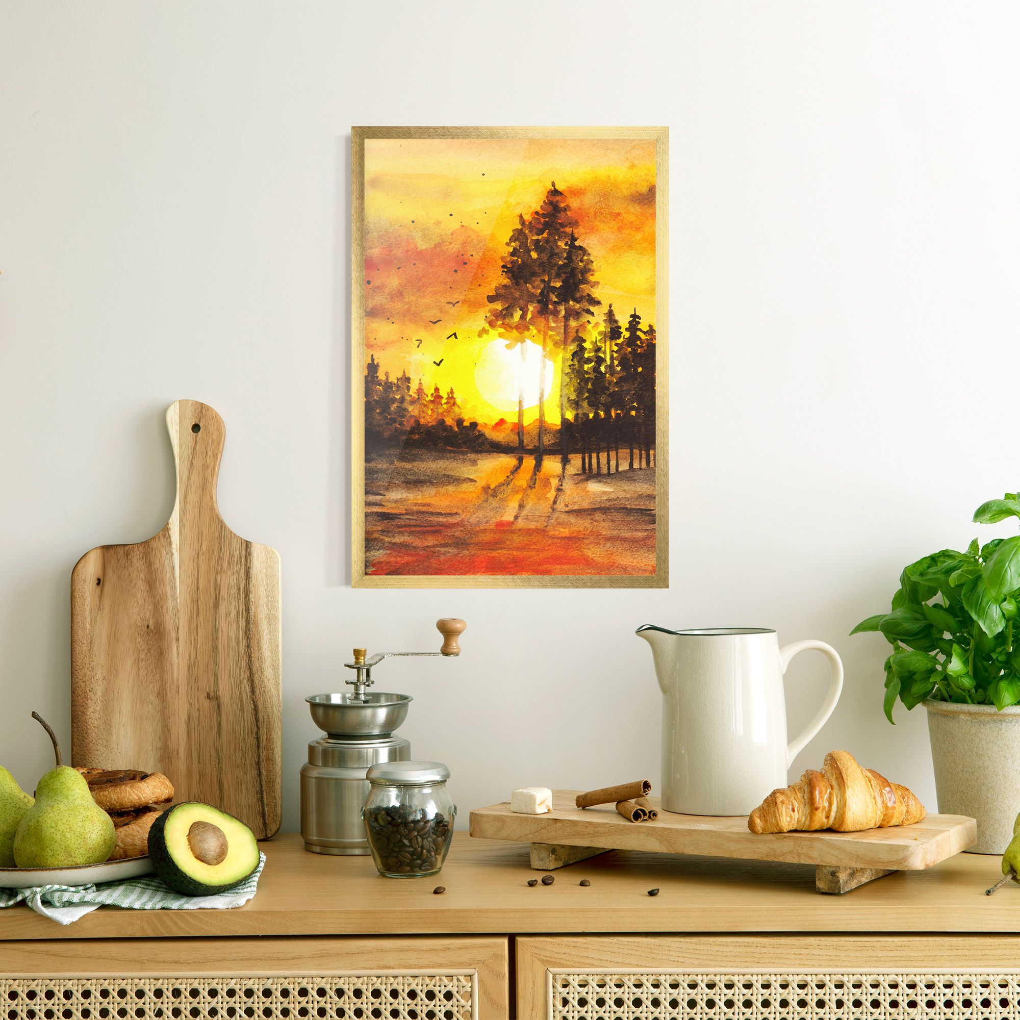 Watercolor Sunset Painting mockup 8