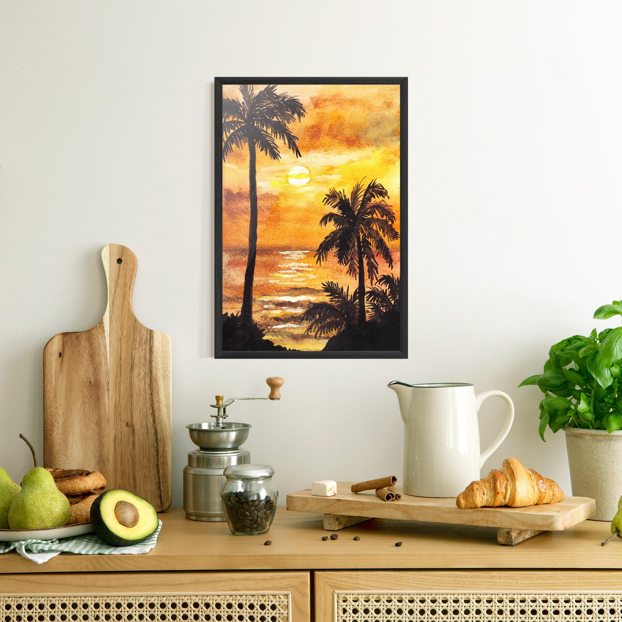 Poster Înrămat Watercolor Painting Sunrise mockup 8