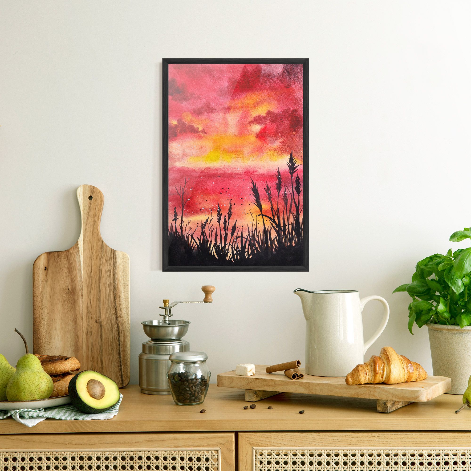 Watercolor Pink Sunset Painting mockup 8