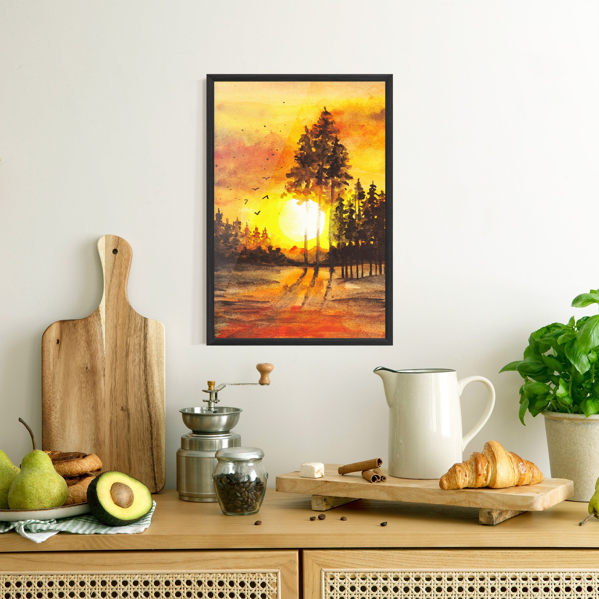 Watercolor Sunset Painting mockup 8