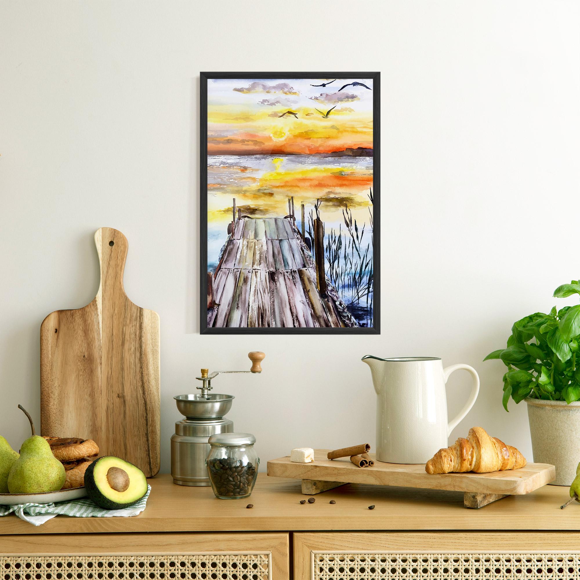 Poster Înrămat Watercolor Sunset mockup 8