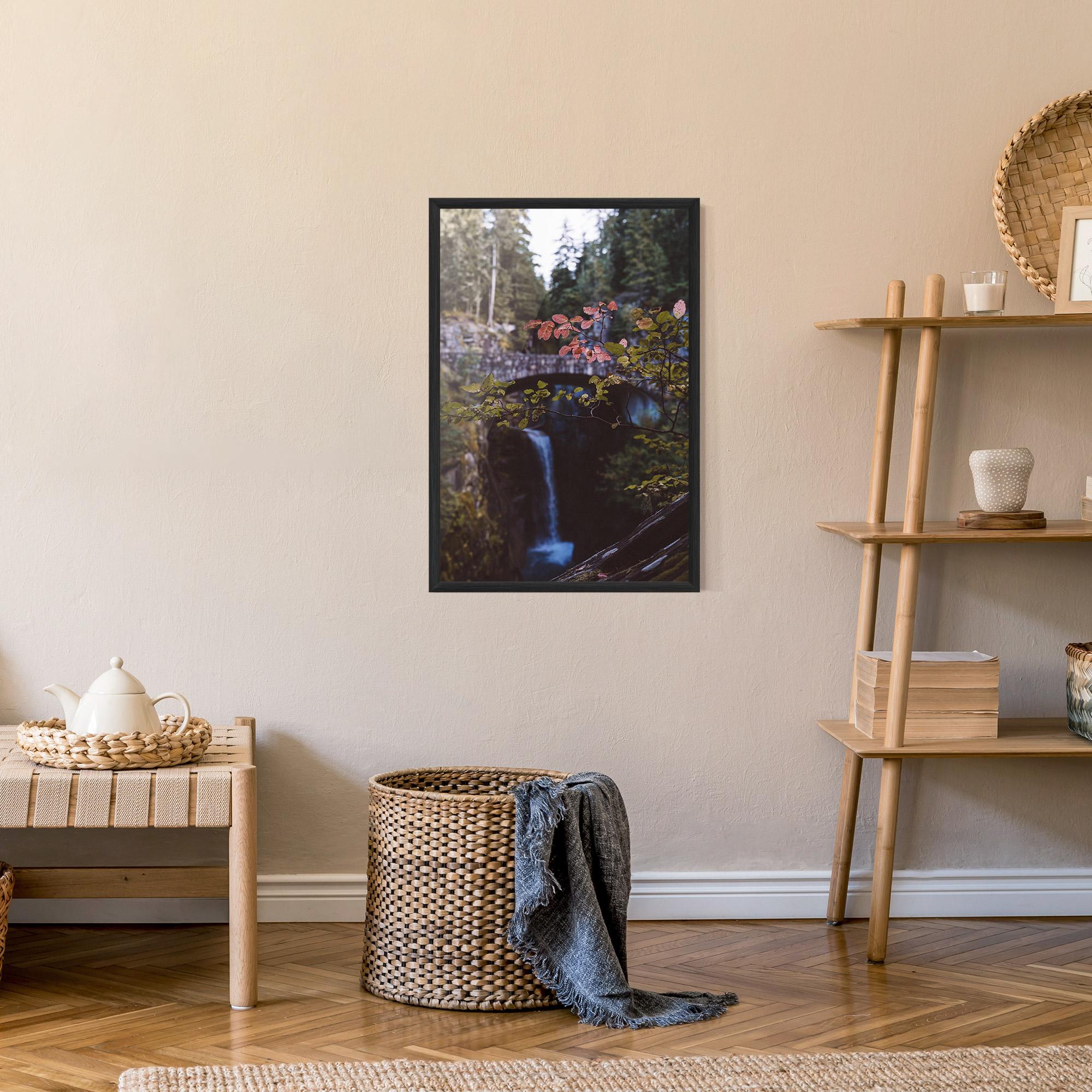 Poster Înrămat Waterfall Bringe Red Leaves mockup 9